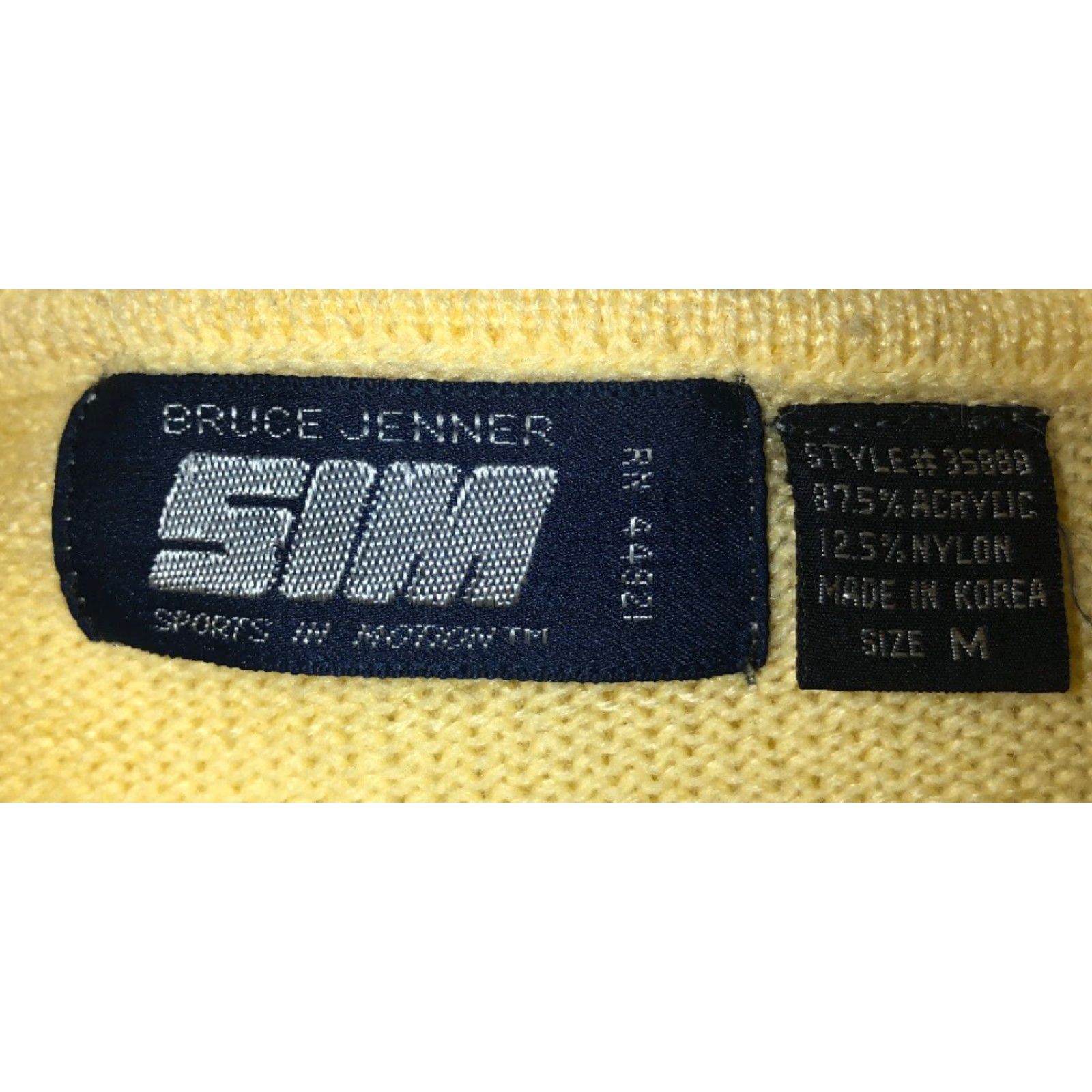 Vintage VINTAGE Bruce Jenner SIM Mens Yellow Crewneck Acrylic/Nylon Soft Sweater Size M Crew Neck Mens M Yellow Sweater Size US M / EU 48-50 / 2 - 5 Thumbnail