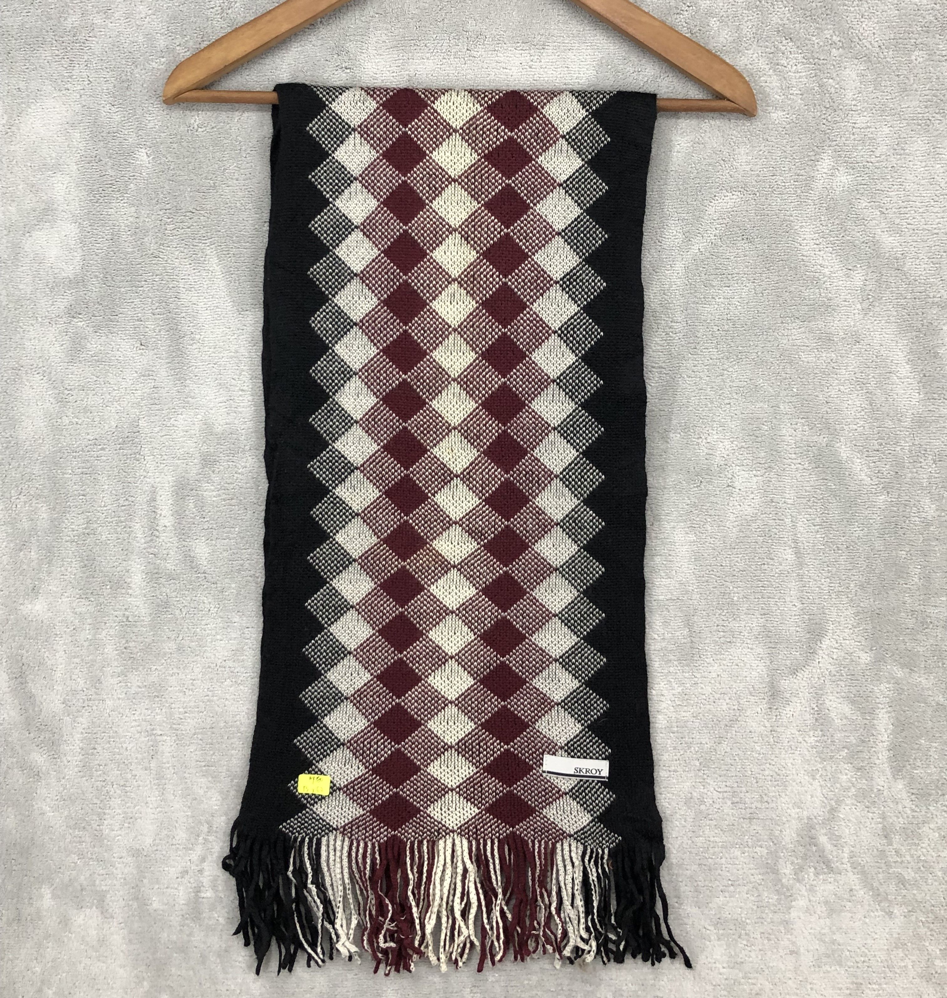 image of Vintage Skroy Diamond Checkered Scarf Muffler, Men's