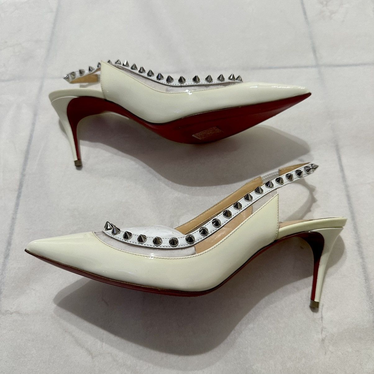 Christian Louboutin × Designer Christian Louboutin Brigadine Spike Patent Pump Mules Size US 7 / IT 37 - 5 Thumbnail