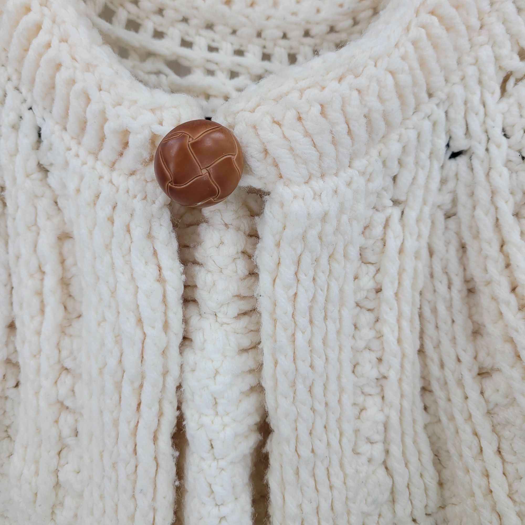 Handmade Vtg 70s Cream Handmade Coatigan Cardigan Puff Sleeve Pockets Size M / US 6-8 / IT 42-44 - 4 Thumbnail