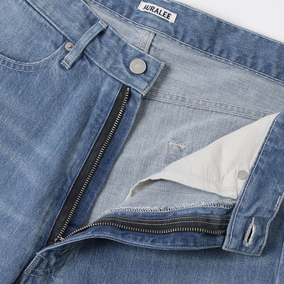 SELVEDGE FADED LIGHT DENIM WIDE PANTS 3