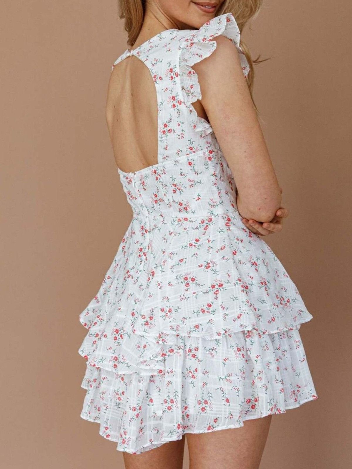 Other NWT White Floral Tiered Eyelet Mini Dress-Coquette Soft Girl Size M / US 6-8 / IT 42-44 - 2 Thumbnail