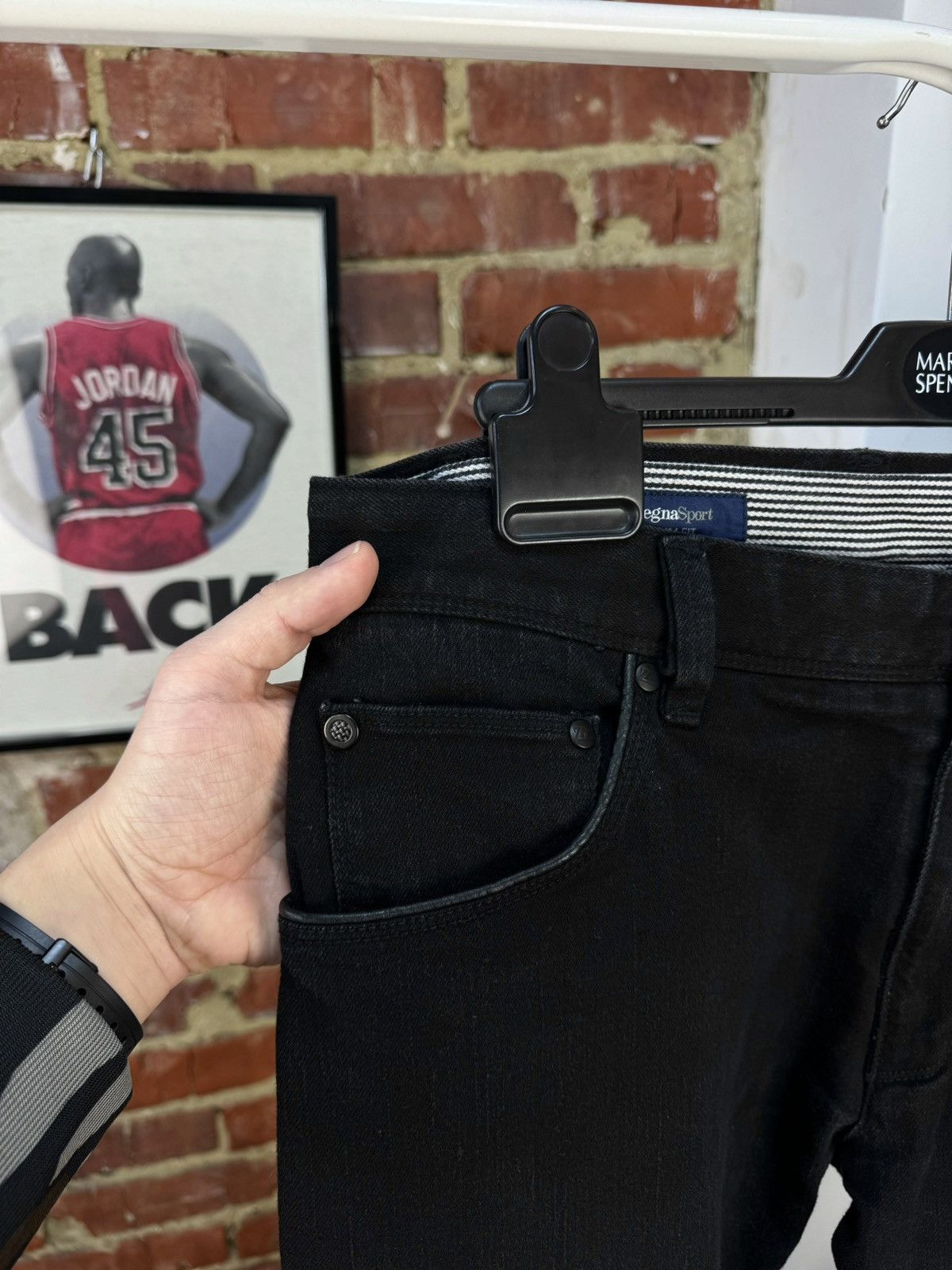 Ermenegildo Zegna × Z Zegna Zegna Sport Pure Black Denim 9,5 OZ Jeans Slim Fit Size US 36 / EU 52 - 4 Thumbnail