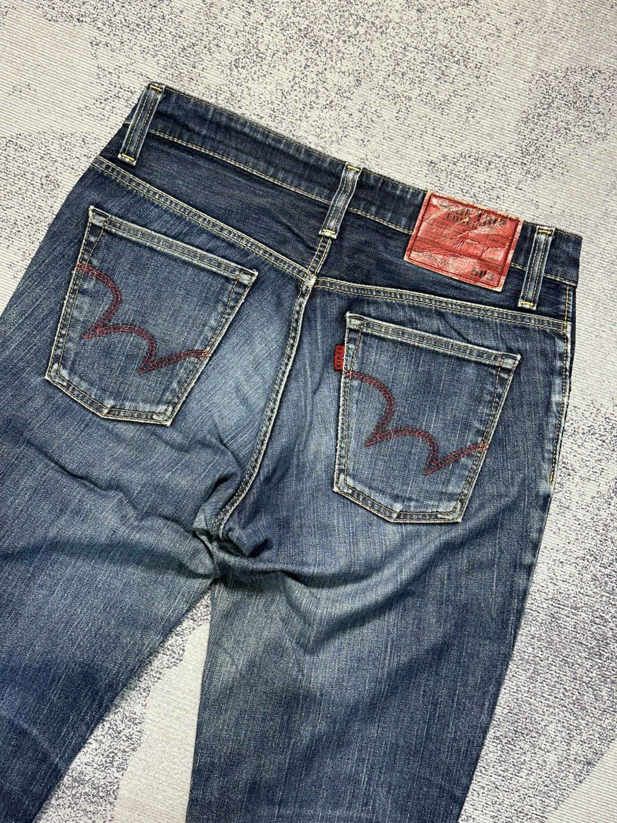 Kapital Edwin 503 Skinny Slim Blue Trip Distressed Denim Size US 30 / EU 46 - 13 Thumbnail