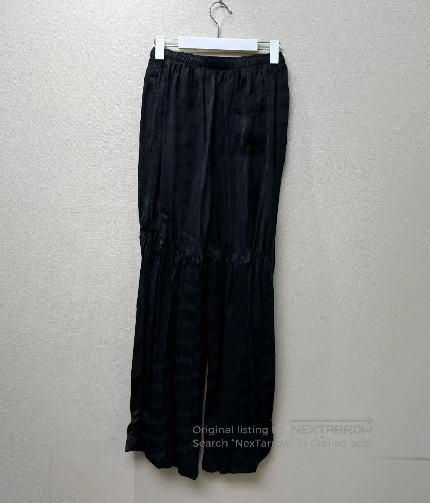 Balenciaga Balenciaga Black Lock Full Logo Silk Long Pants| Size US 36 / EU 52 - 4 Thumbnail
