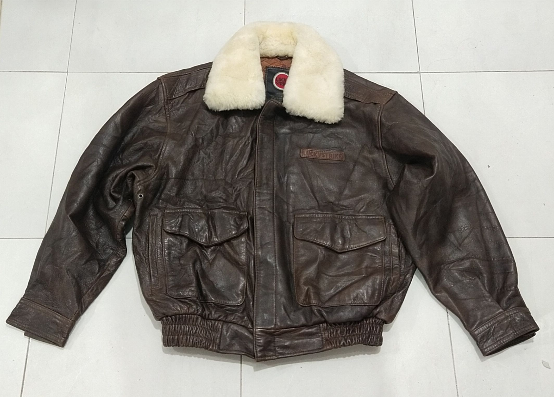 Leather Final💥 Drop Lucky Strike Leather Jacket L💥 Size US L / EU 52-54 / 3 - 4 Thumbnail