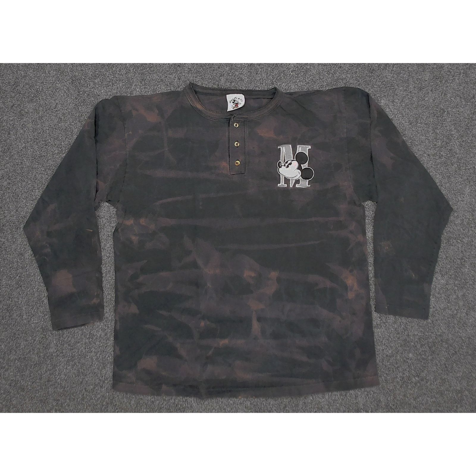 Mickey & Co. Vintage 90s Mickey Bleach Fade Single Stitch Henley L Size US L / EU 52-54 / 3 - 3 Thumbnail