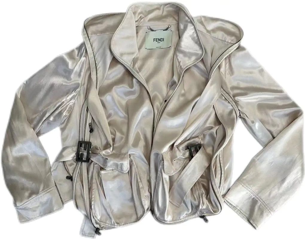 Fendi Fendi Women's Ivory Double F Jacket 0089 Size L / US 10 / IT 46 - 1 Thumbnail