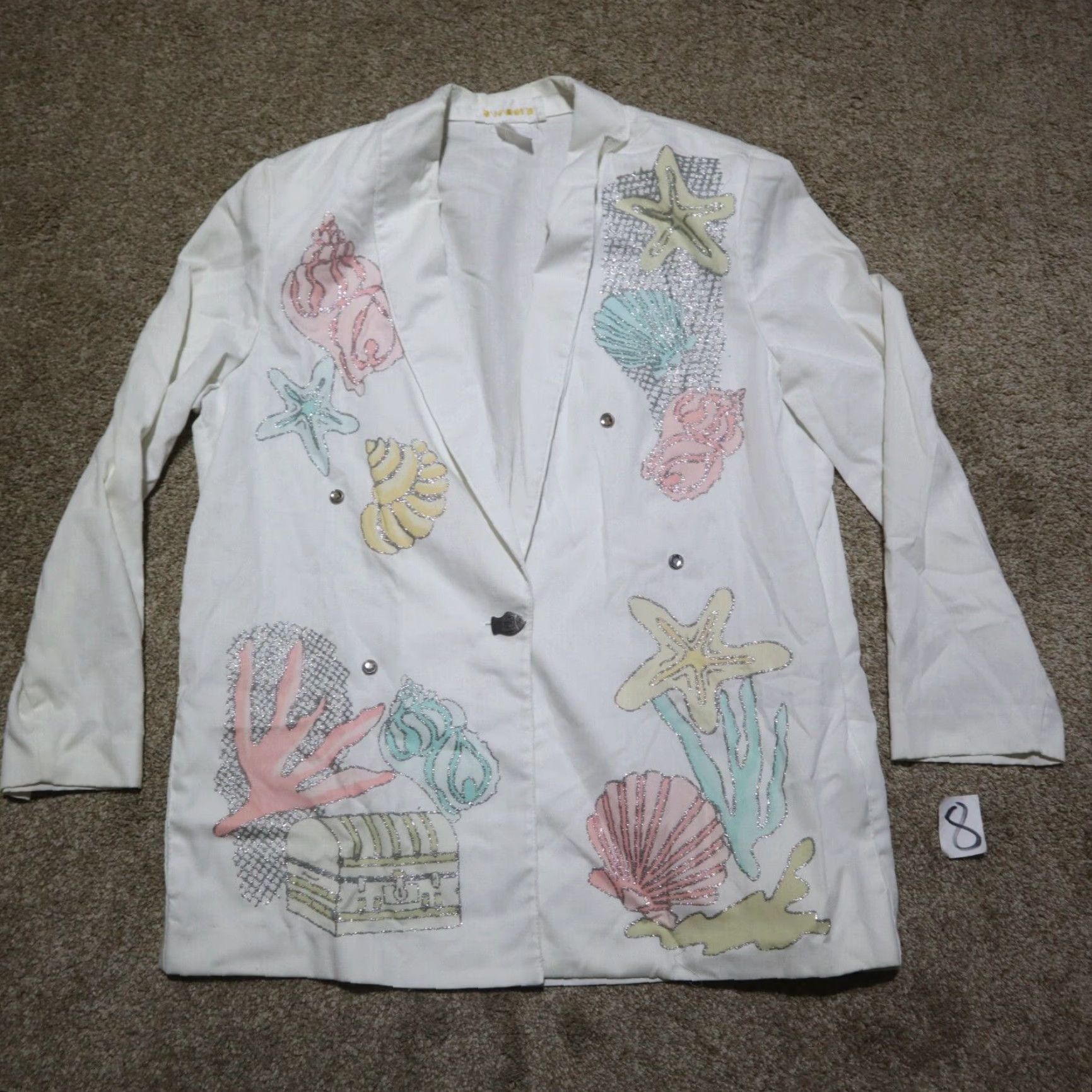 Vintage VINTAGE Donnkenny DK Gold White Sea Shell Blazer Jacket Women's Medium Size M / US 6-8 / IT 42-44 - 4 Thumbnail