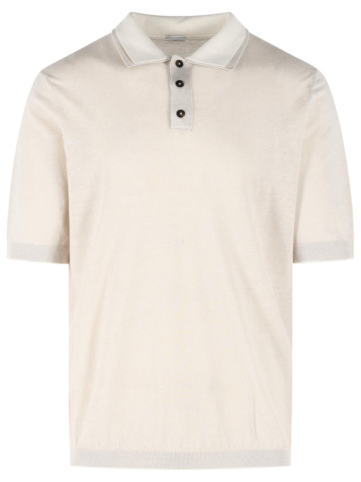 Eleventy ELEVENTY Beige Linen Blend Polo Shirt Size US L / EU 52-54 / 3 - 1 Thumbnail