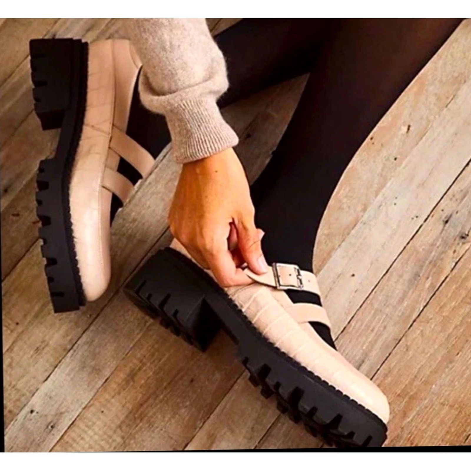 Free People Free People Stella Mary Jane Platform Pump Heel Womens Afterglow 11 Leather Buckle Ankle Strap Block Mid 2-2.9in - NWOT Size US 11 / IT 41 - 2 Thumbnail