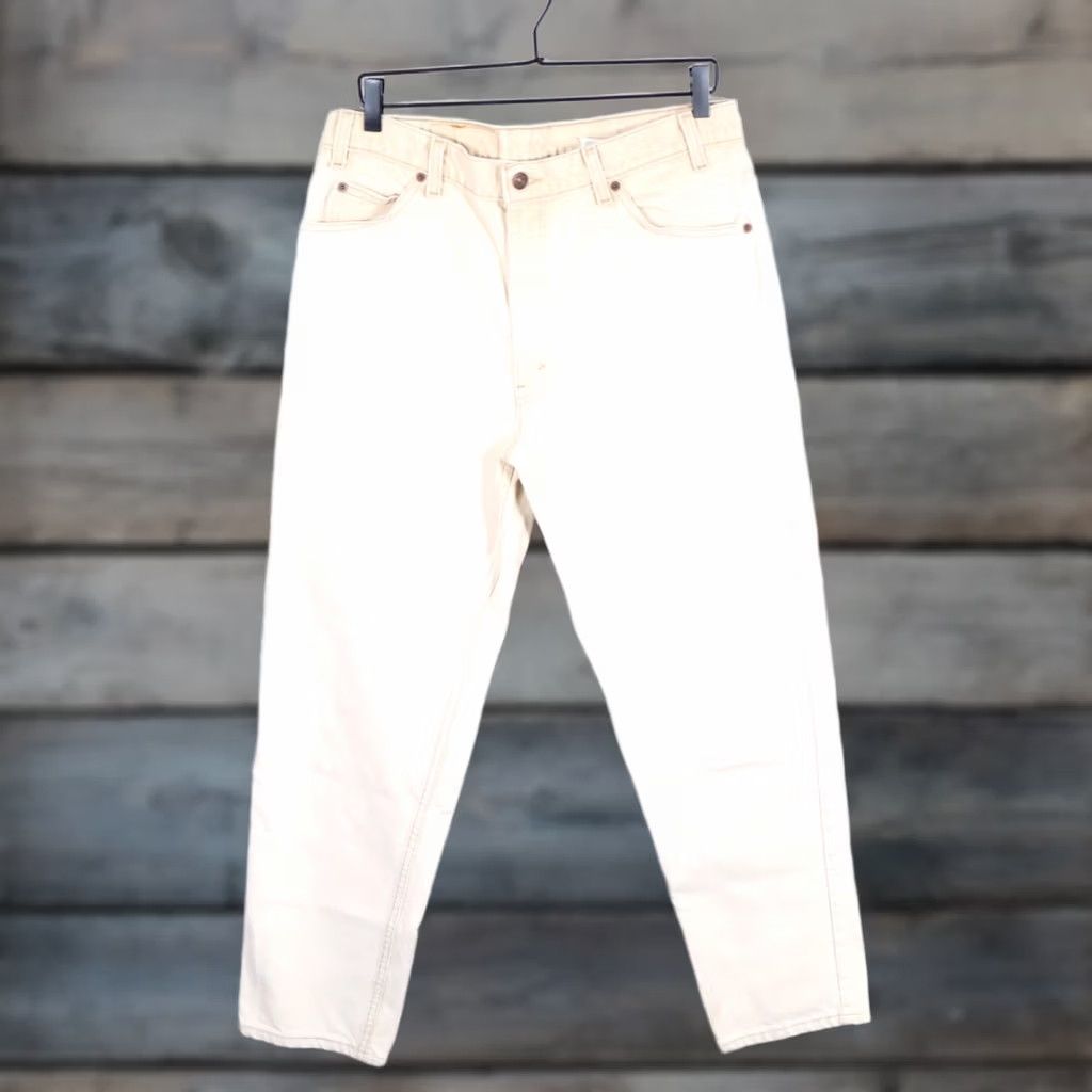 Levi's VINTAGE Levi's 550 Jeans Mens 33 x 29 Ivory Relaxed Tapered Orange Tab Men Jeans 90s Hipster Retro Vintage Grunge Casual All Seasons Mens Size US 33 - 1 Thumbnail