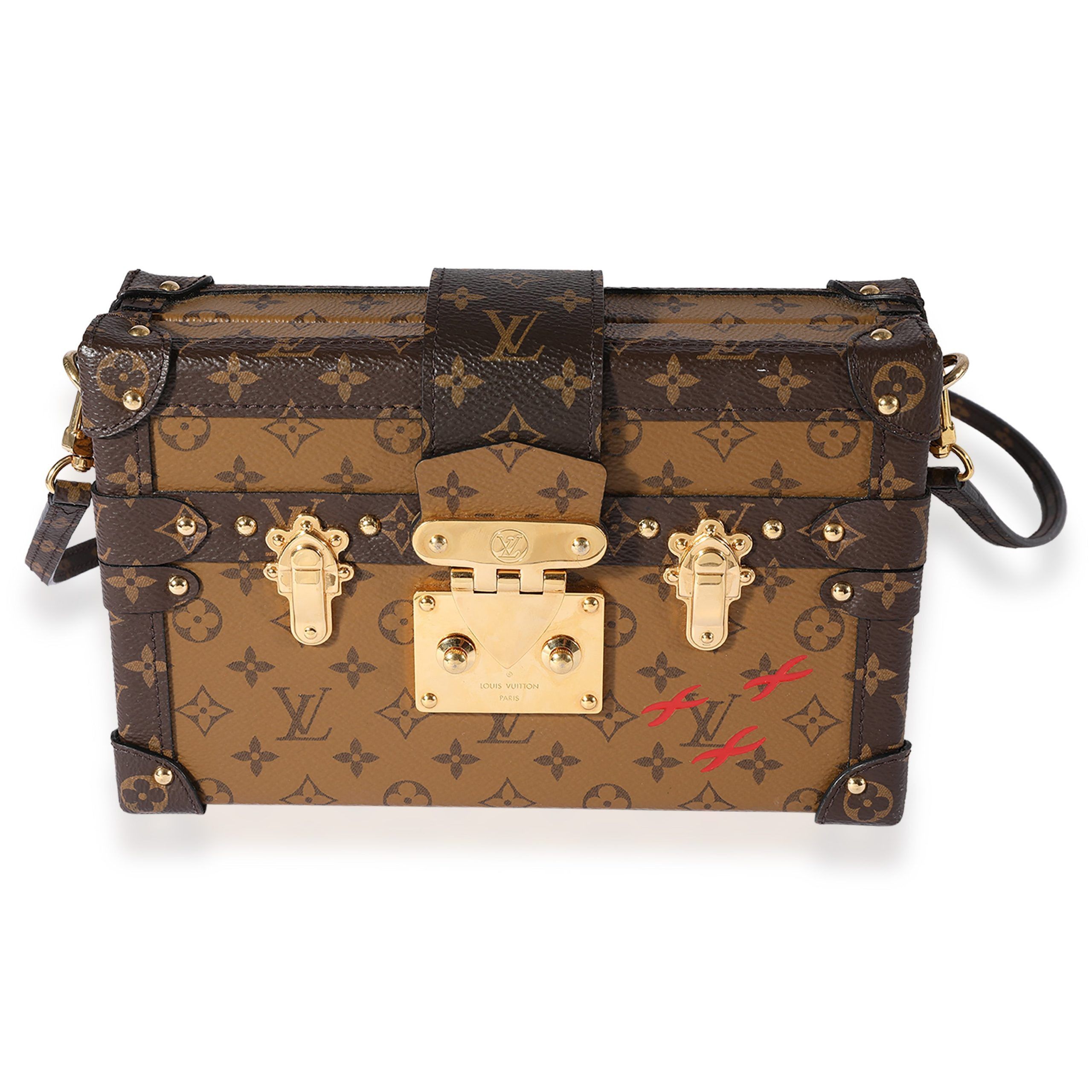 image of Louis Vuitton Monogram Reverse Canvas Petite Malle in Brown, Women's