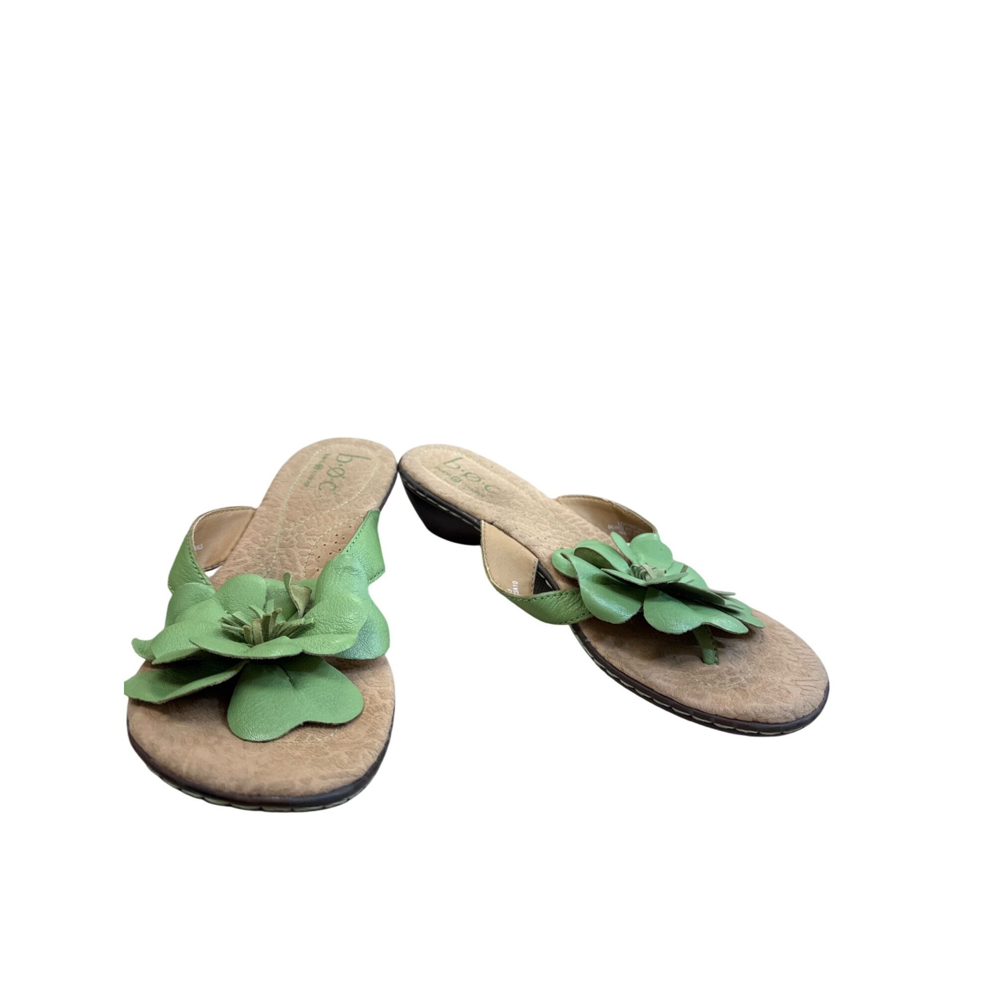 Boc B.O.C Womens Green Beige Leather Floral Slip-On Sandals Size Size US 9 / IT 39 - 1 Thumbnail