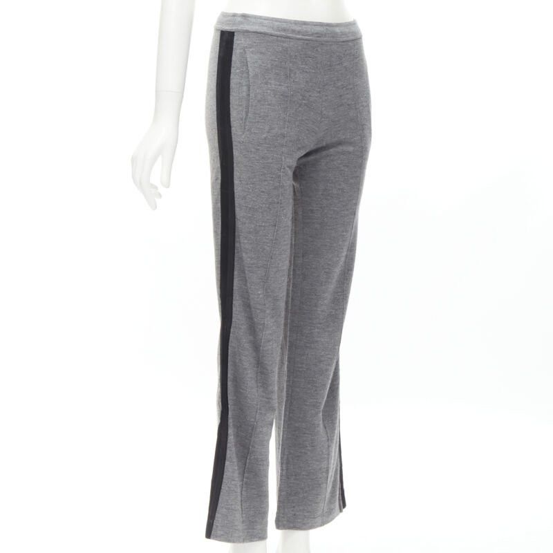 GUCCI grey viscose cotton black side tape wide sweat pants XS