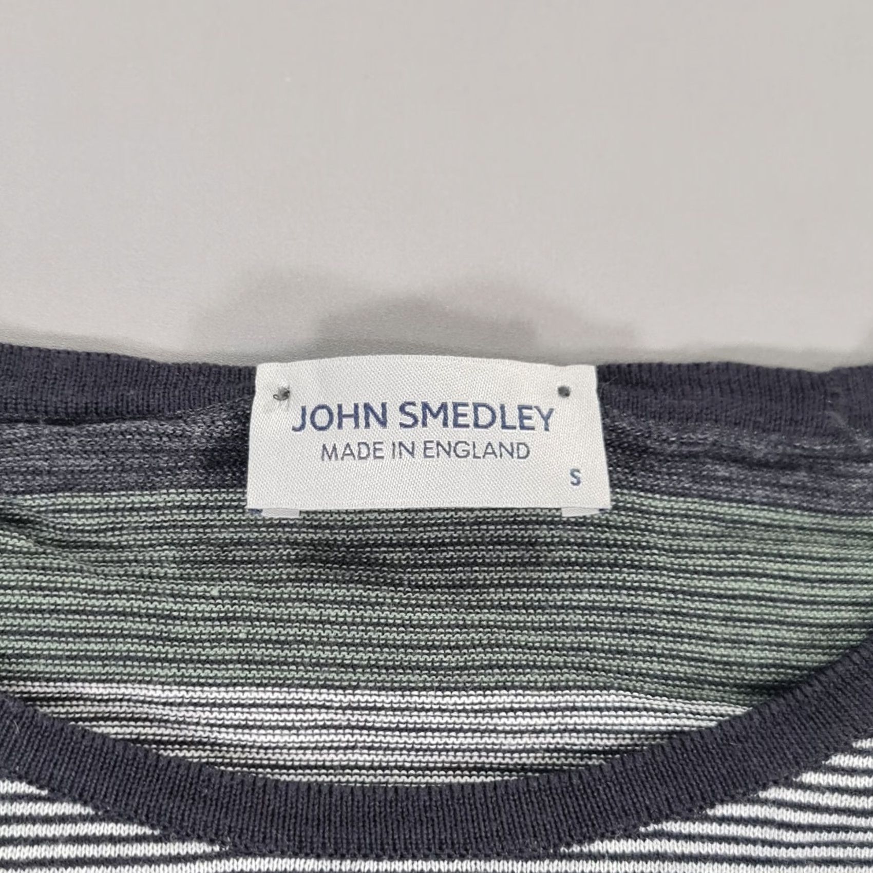 John Smedley John Smedley Womens Jumper Grey Small Striped Crew Neck Knit Pullover 100% Cotton Logo England Wool City Womens, Regular Fit, Long Sleeve, Casual Size S / US 4 / IT 40 - 3 Thumbnail