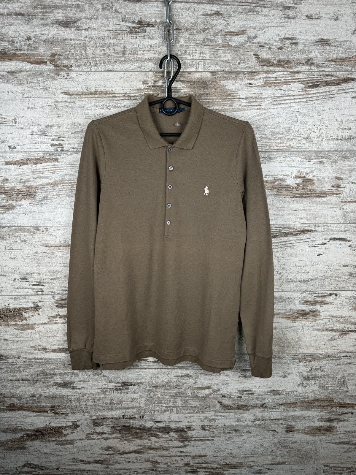 Polo Ralph Lauren × Vintage Women’s Polo Ralph Lauren brown longsleeve T-shirt polos Size L / US 10 / IT 46 - 2 Thumbnail