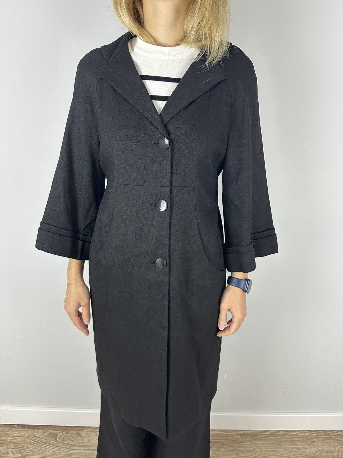 Gucci Auth GUCCI Hemp Cotton Black Women's Coat 38 S 3/4 Sleeve Size S / US 4 / IT 40 - 1 Thumbnail