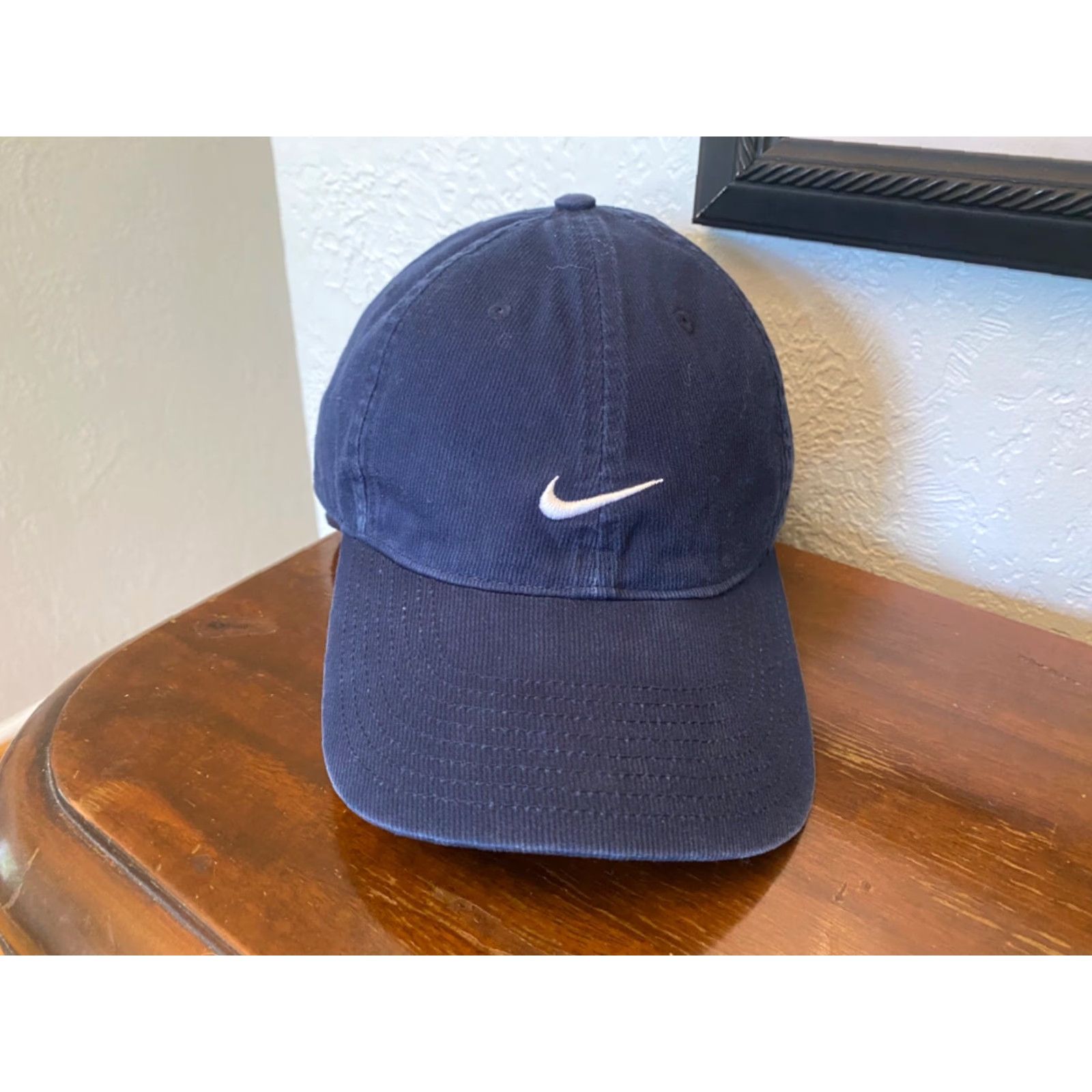 Nike VINTAGE Nike Hat Cap Strapback Blue Gray Logo Swoosh EUC One Size Mens Baseball Cap Size ONE SIZE - 2 Thumbnail