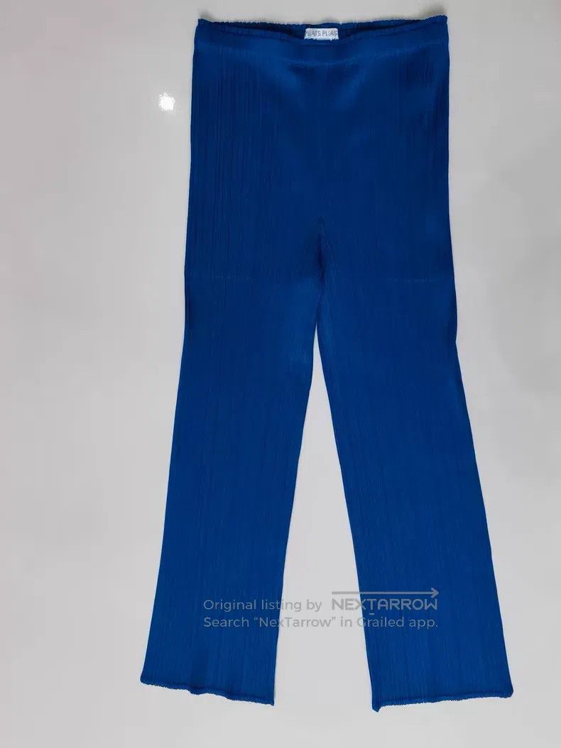 Issey Miyake Issey Miyake size:3 Royal Blue Shiny Straight-Leg Pants Size 22" - 1 Thumbnail