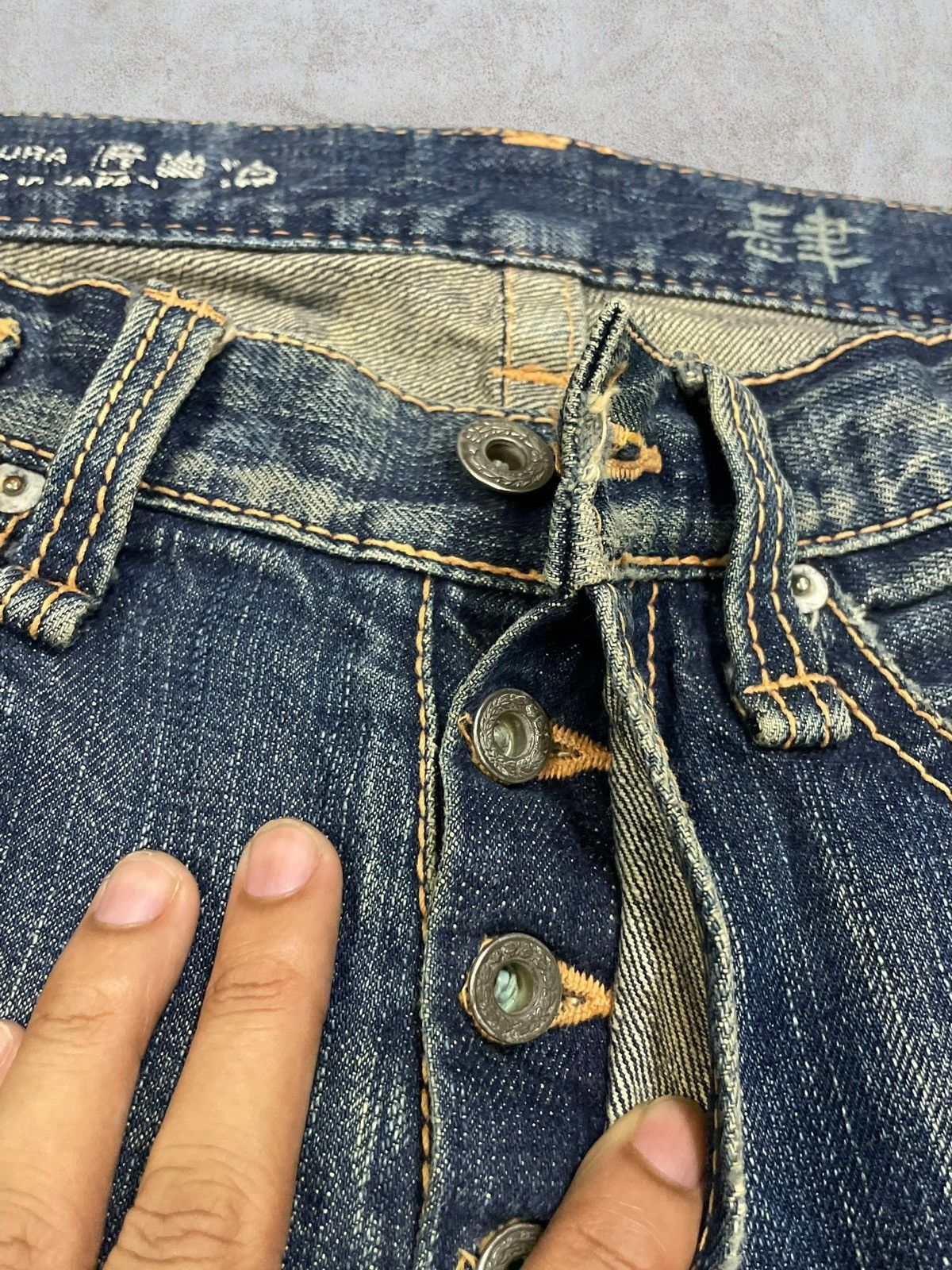 GOSTAR DE FUGA Keiji Itakura Japan Denim Mud Wash Button-Fly Frayed Jeans Size US 31 - 8 Thumbnail