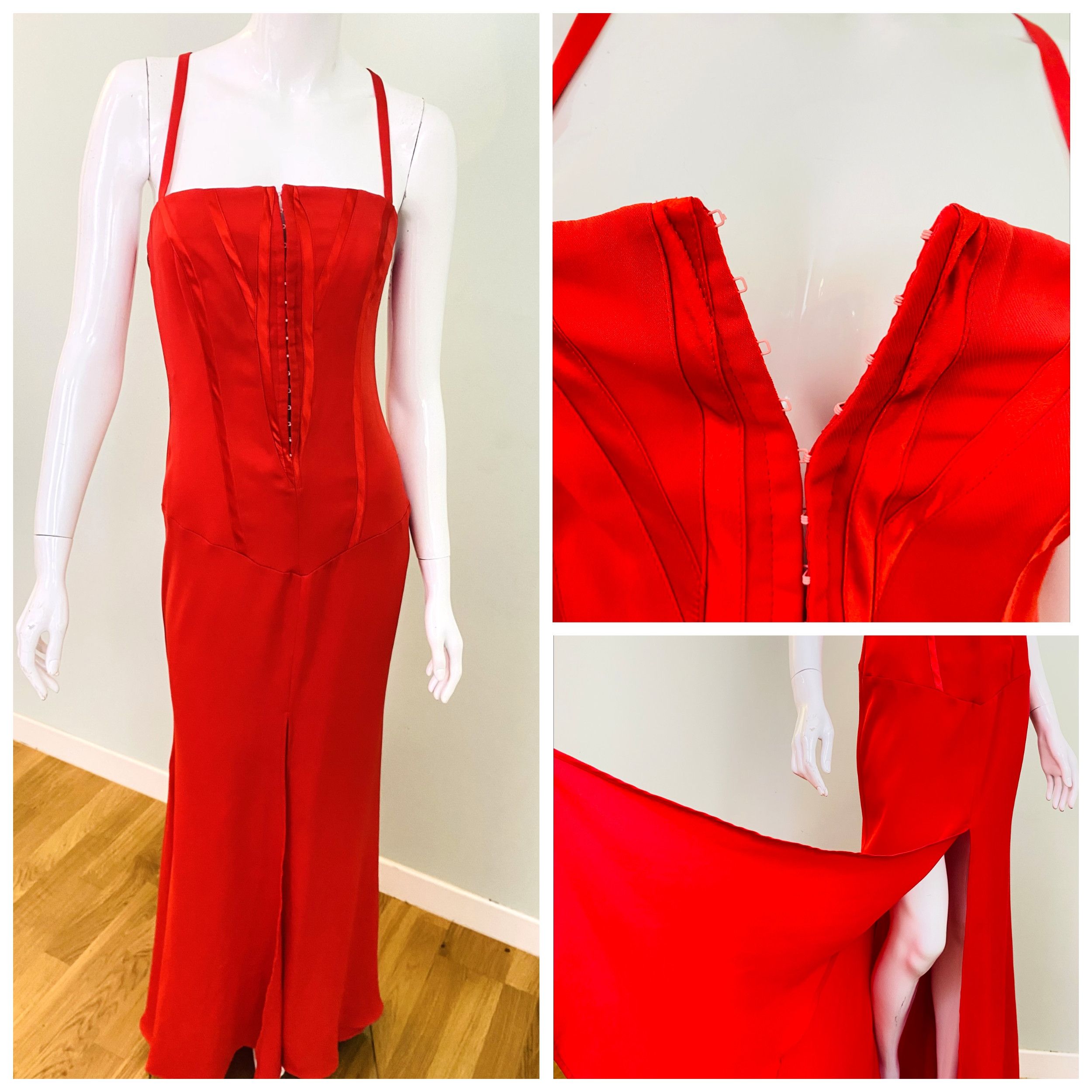 Gianni Versace Couture Clips Bustier Corset Slit Gown Dress