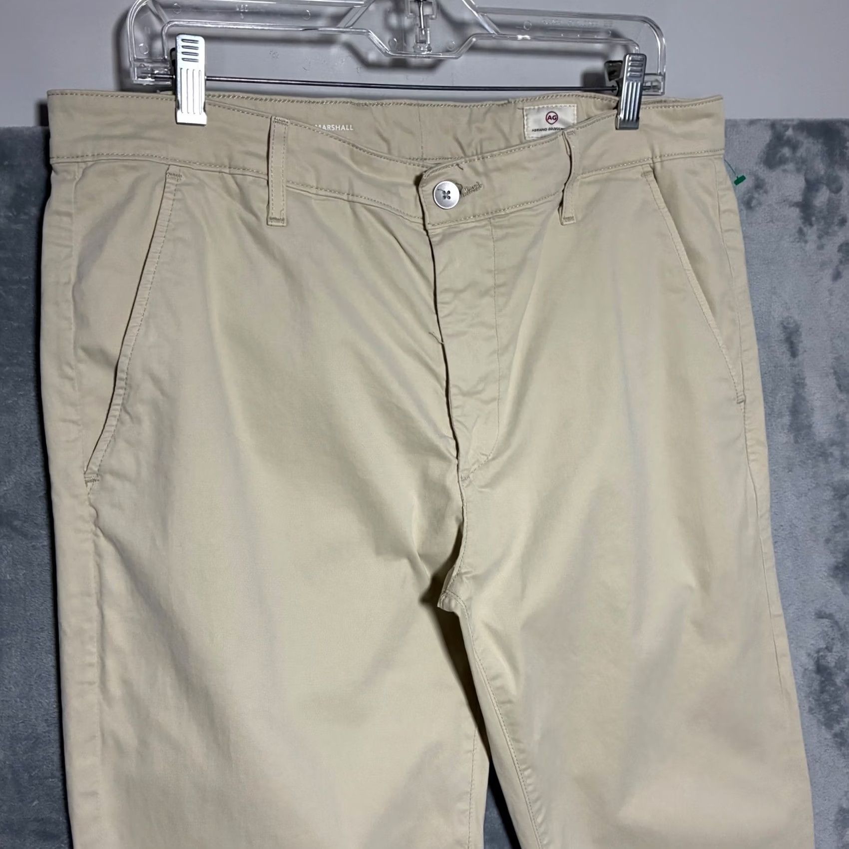 Vintage AG Adriano Goldschmied Marshall Slim Trouser Chino Pants Mens 36x34 Tan Size US 36 / EU 52 - 3 Thumbnail