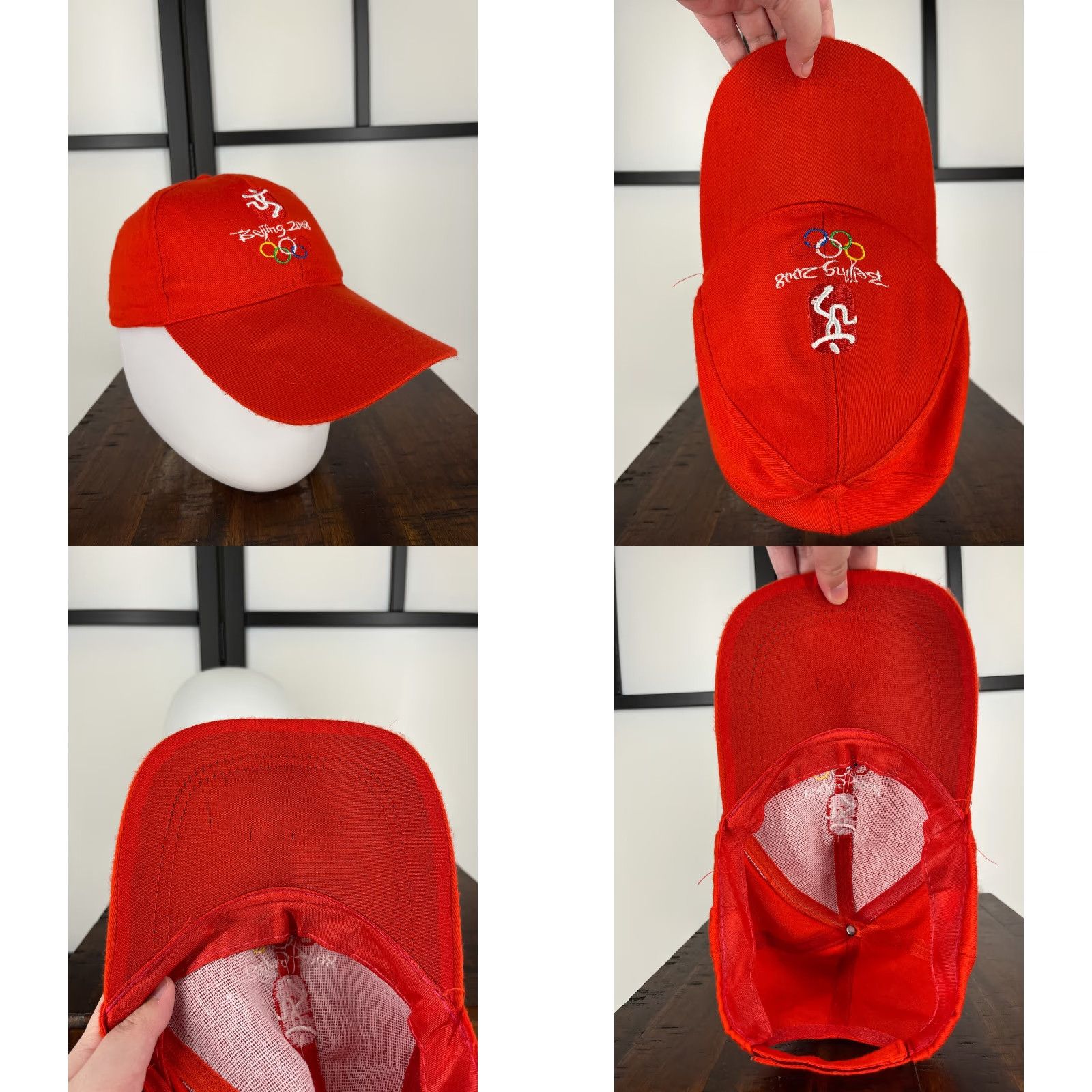 Vintage Olympic Hat Cap Straps Back Adult Red Cotton Embroidered Beijing 2008 Summer Olympics Size ONE SIZE - 8 Thumbnail