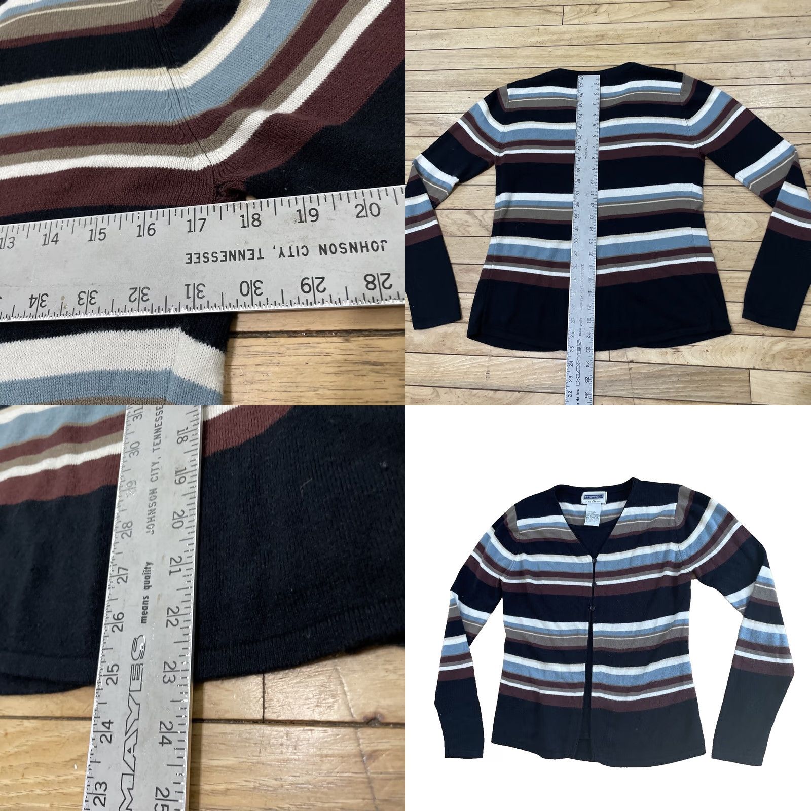 Vintage PROPHECY by SAG HARBOR Cardigan Women S Stripe Y2k Academia Button Knit Sweater Size S / US 4 / IT 40 - 8 Thumbnail