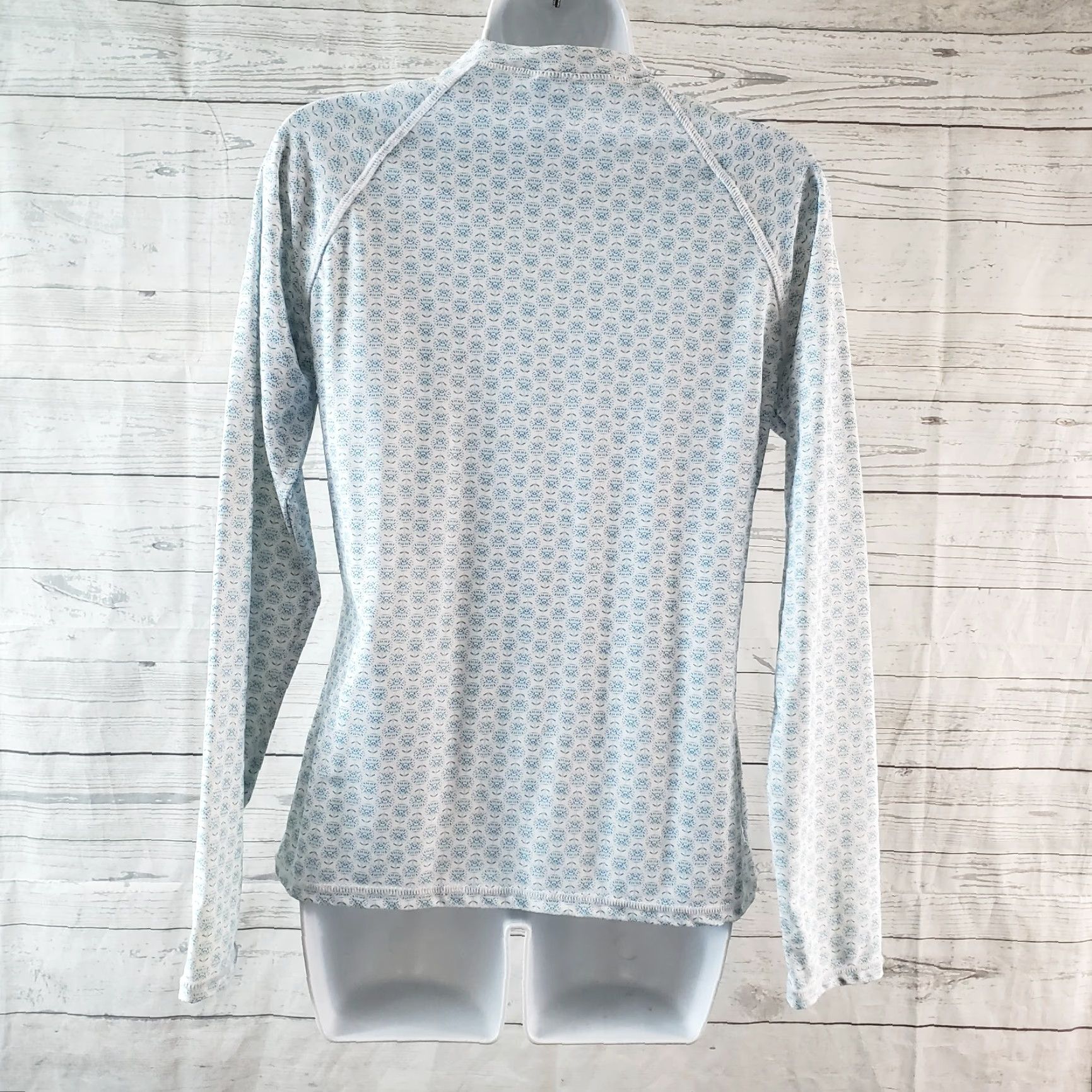 AQUA Aqua et Sol Womens Rashguard Top L Blue White Long Sleeve 1/2 Zip Nylon Blend Activewear Shirt Size L / US 10 / IT 46 - 4 Thumbnail