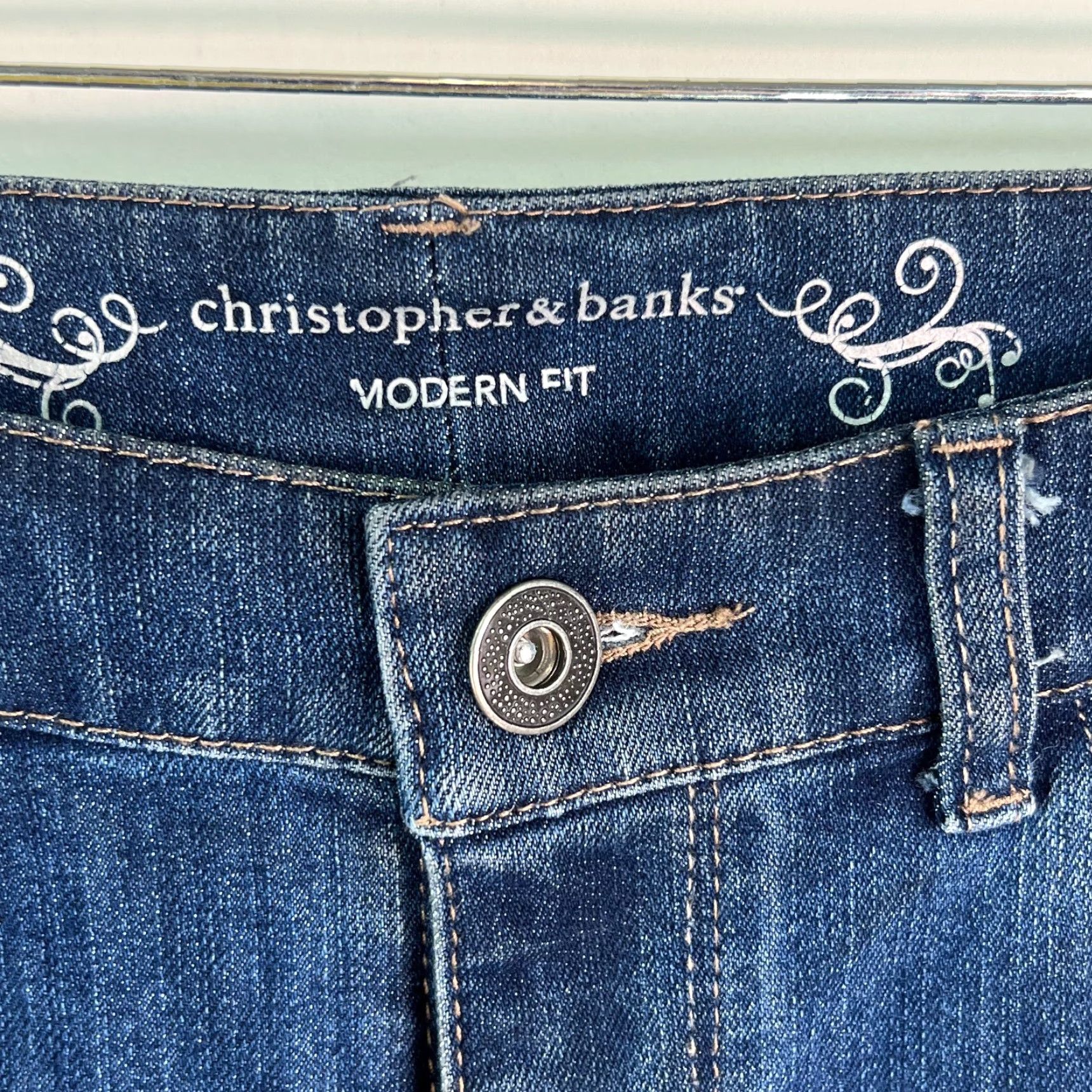 Vintage Christopher & Banks Womens Modern Fit Straight Leg Blue Denim Jeans Size 4 Size 27" / US 4 / IT 40 - 4 Thumbnail