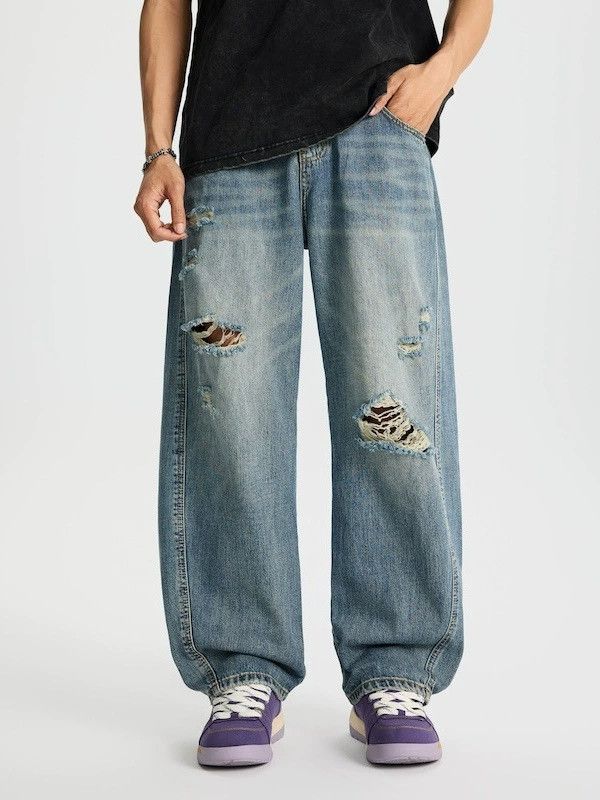 Japanese Brand × Jean American street men's all-match distressed straight jeans Size US 32 / EU 48 - 1 Thumbnail