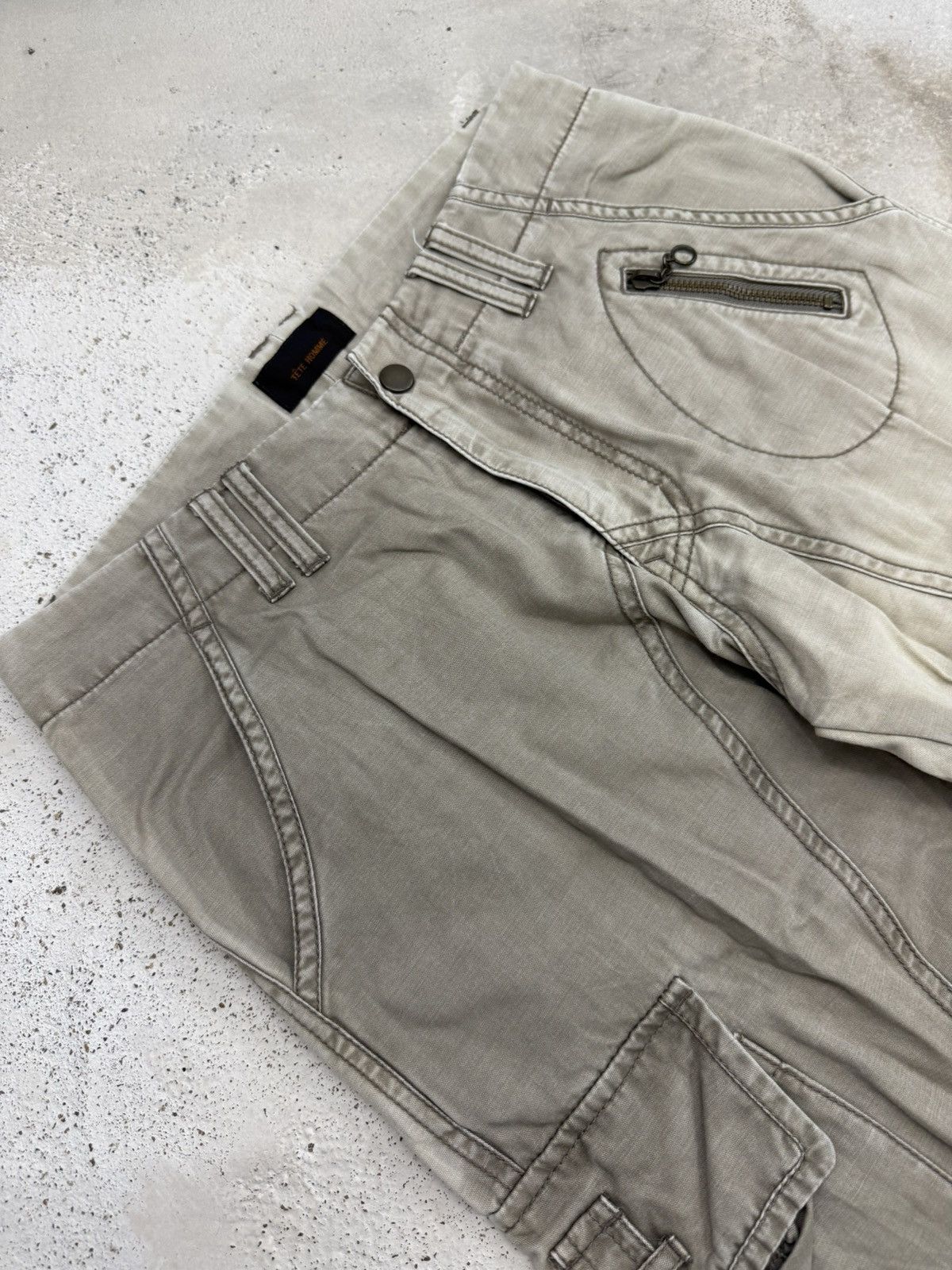 Issey Miyake × Tete Homme Tete Homme Japan Two Tones Faded Bondage Cargo Flared Pants Size US 30 / EU 46 - 20 Thumbnail