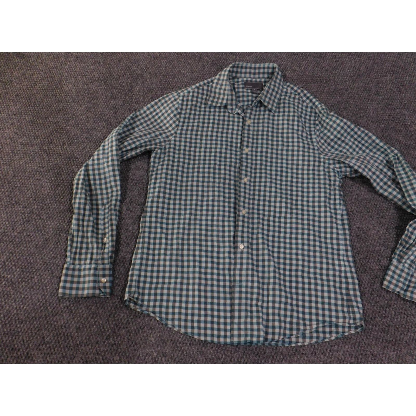 Vince Vince Shirt Mens Medium Blue Check Button-Up Long Sleeve Cotton Collared Casual Size US M / EU 48-50 / 2 - 3 Thumbnail