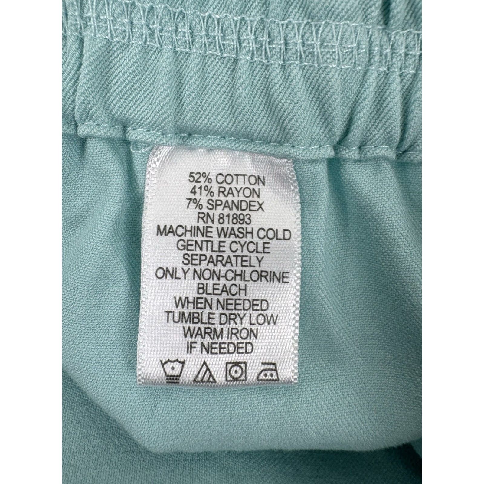 Isaac Mizrahi Isaac Mizrahi Pants Women 28W Lt Teal Pull On Elastic Waist Classic Chino Twill Cotton Rayon Spandex Machine Washable 27.5in Inseam Womens Size 28" / US 6 / IT 42 - 8 Thumbnail