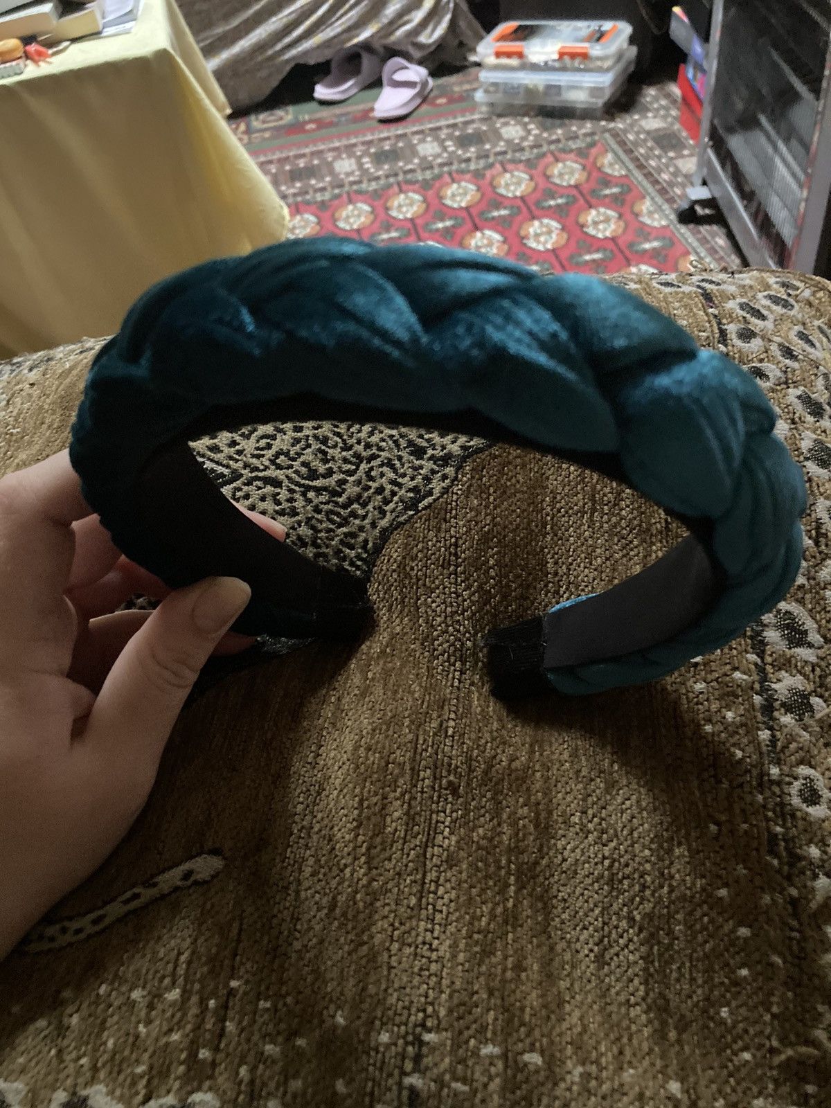 Other Turquoise velvety plaited headband Size ONE SIZE - 2 Thumbnail