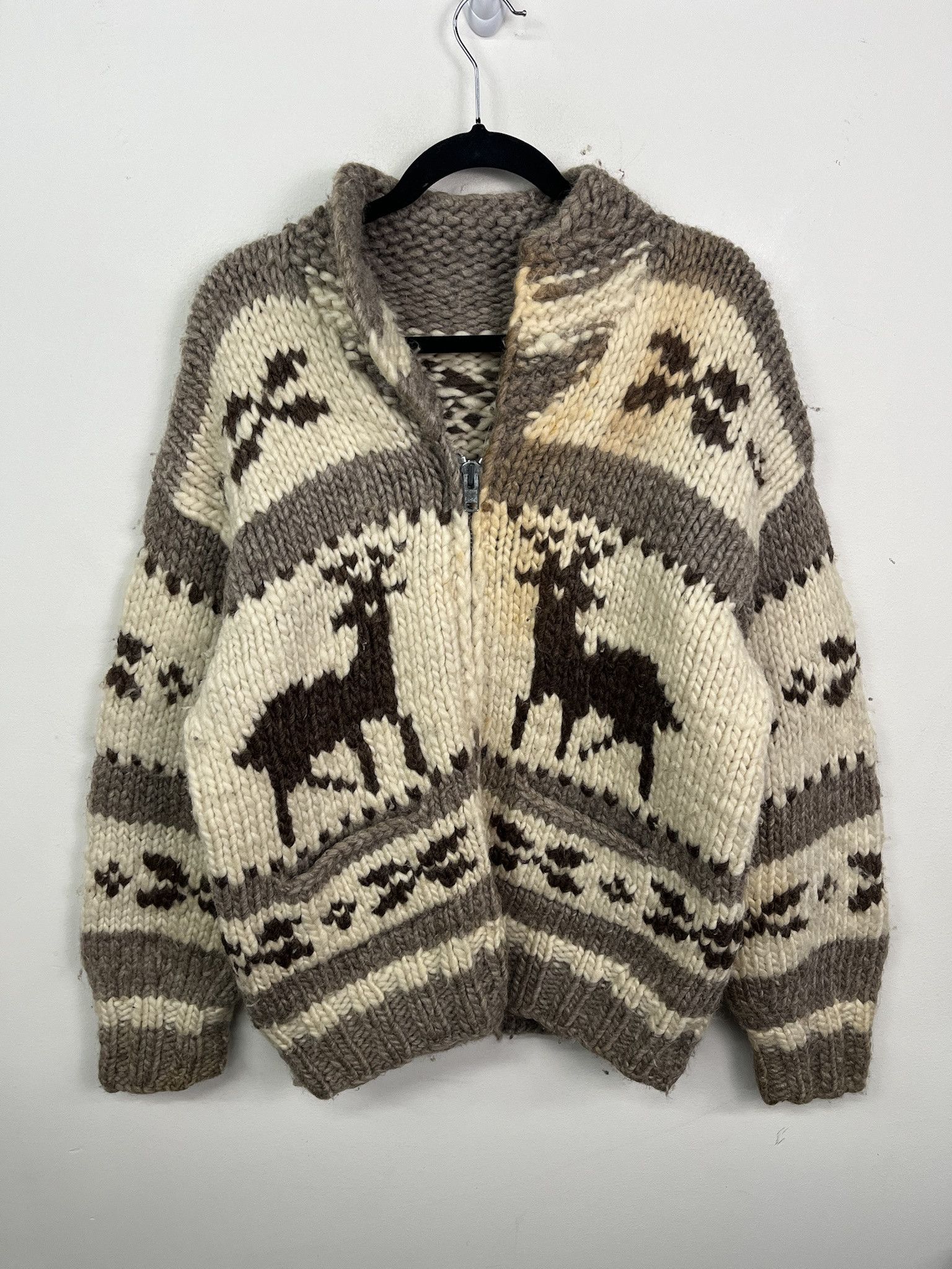 Vintage Vintage 1970s Stag Deer Arrowhead Cowichan Zip Thick Knit Sweater Size M Size US M / EU 48-50 / 2 - 1 Thumbnail