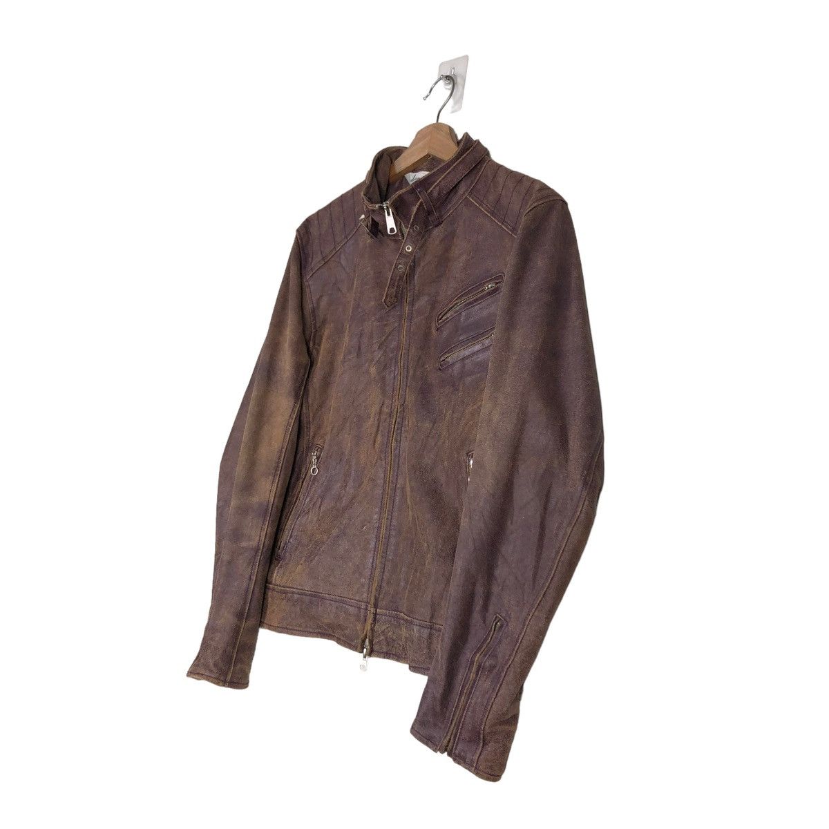 Japanese Brand 🔥VINTAGE SOFT LEATHER BIKER JACKET SANKO ISSEY MIYAKE Size US M / EU 48-50 / 2 - 2 Thumbnail