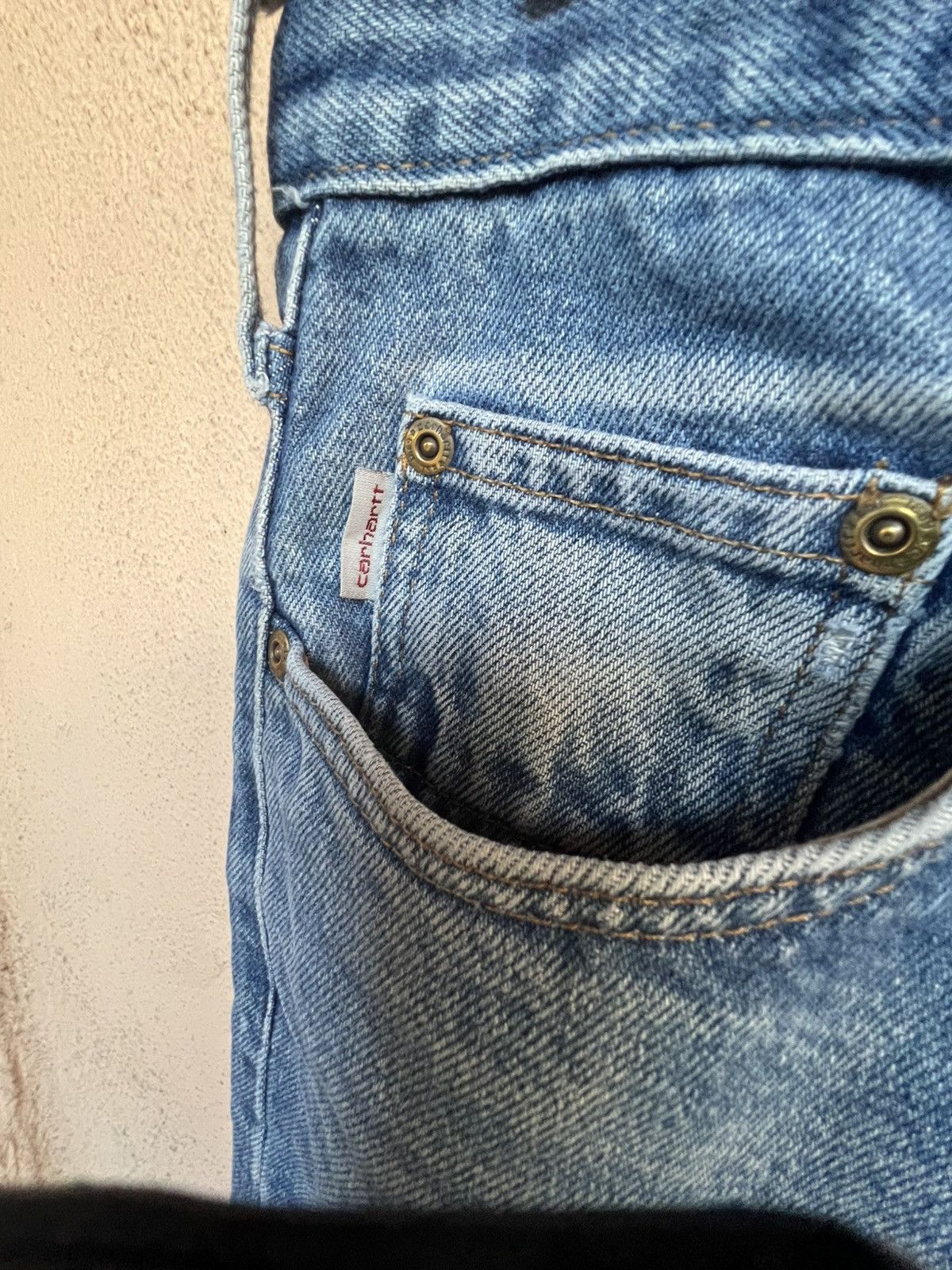 Carhartt Perfectly worn in vintage light blue denim CARHARTT jeans Size US 31 - 3 Thumbnail