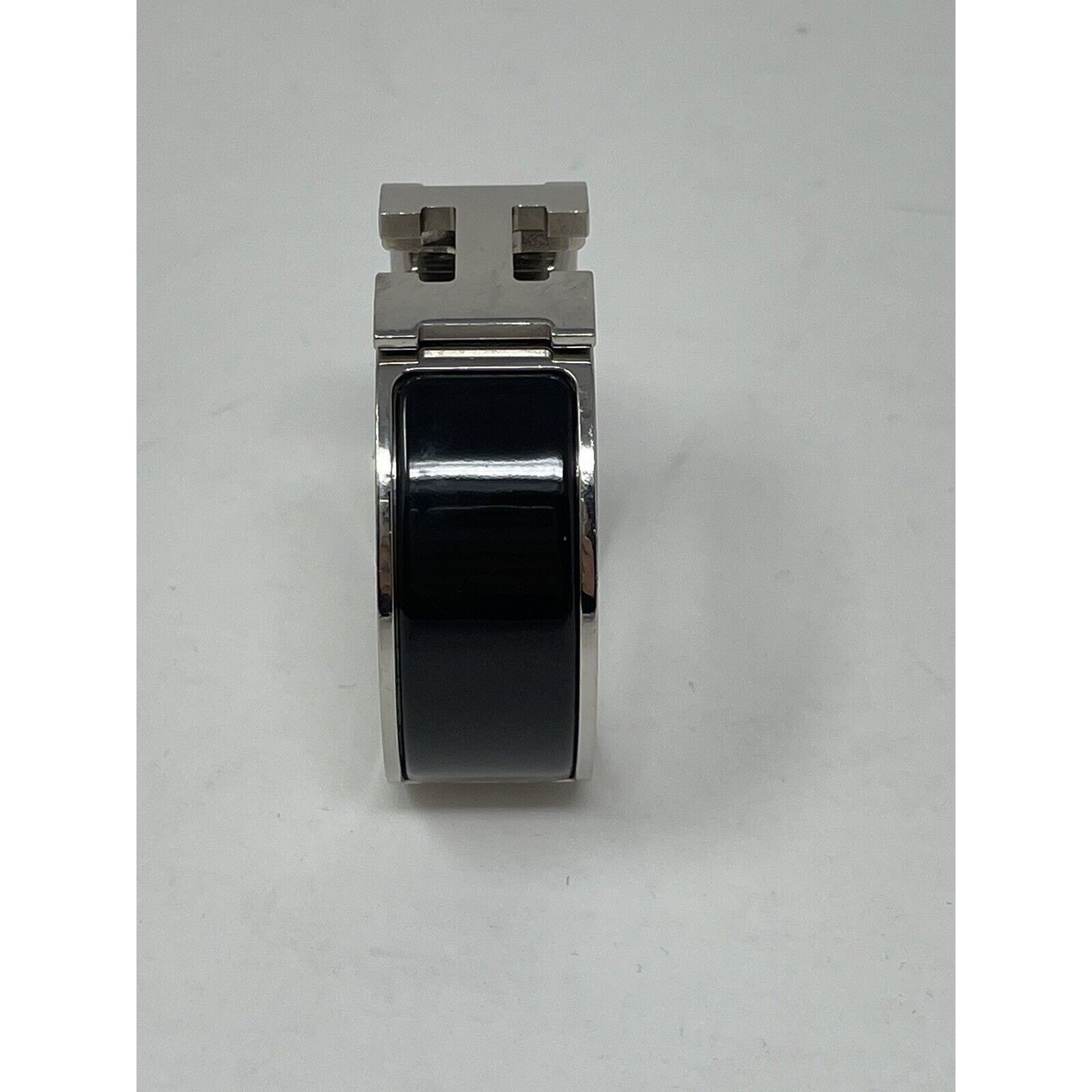 Hermes Hermes Clic Clac H Bracelet Black and Silver Size ONE SIZE - 4 Thumbnail