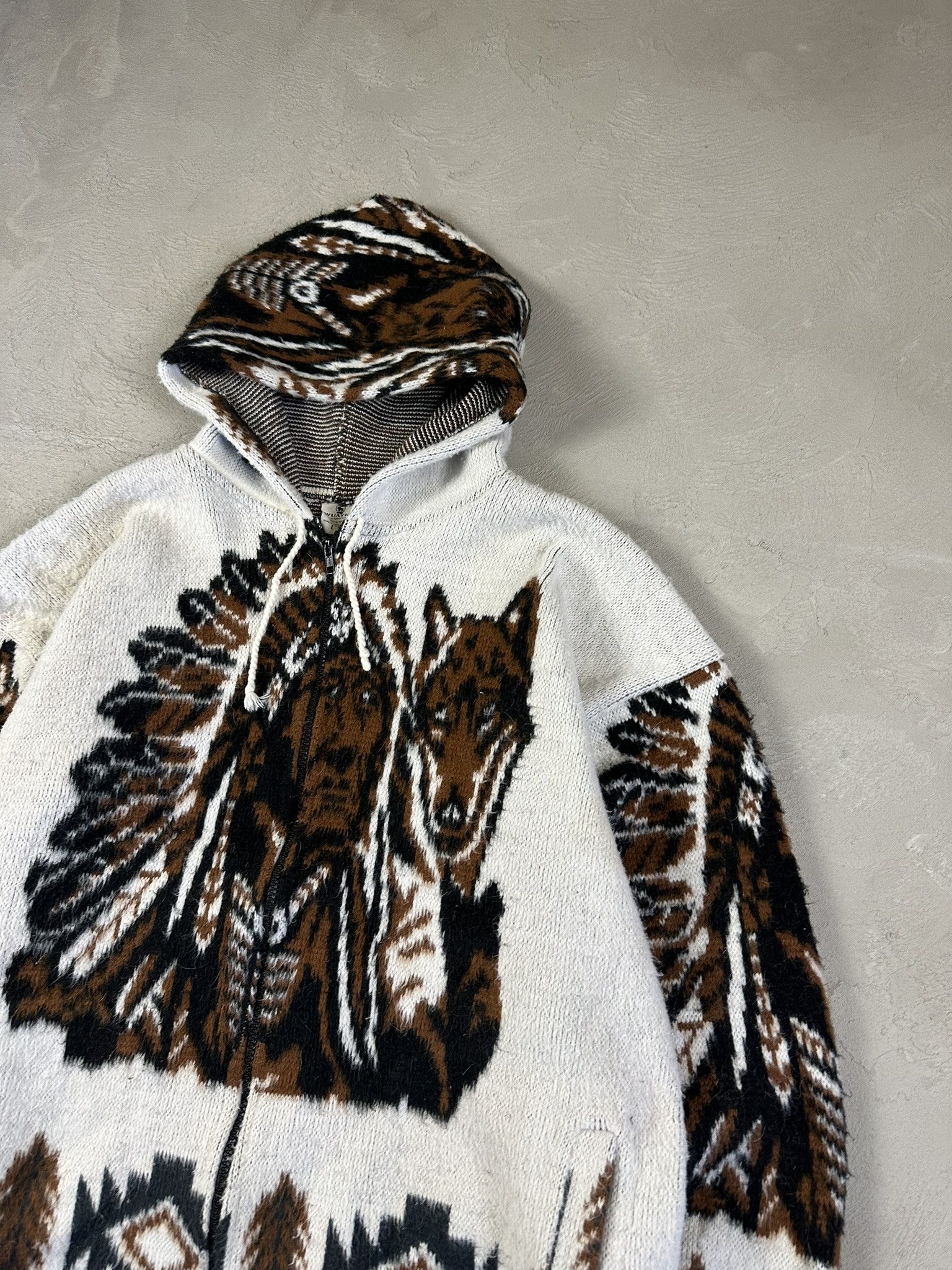 Japanese Brand Vintage Wuayra Wool Knit Indian Zip Hoodie Size US L / EU 52-54 / 3 - 7 Thumbnail