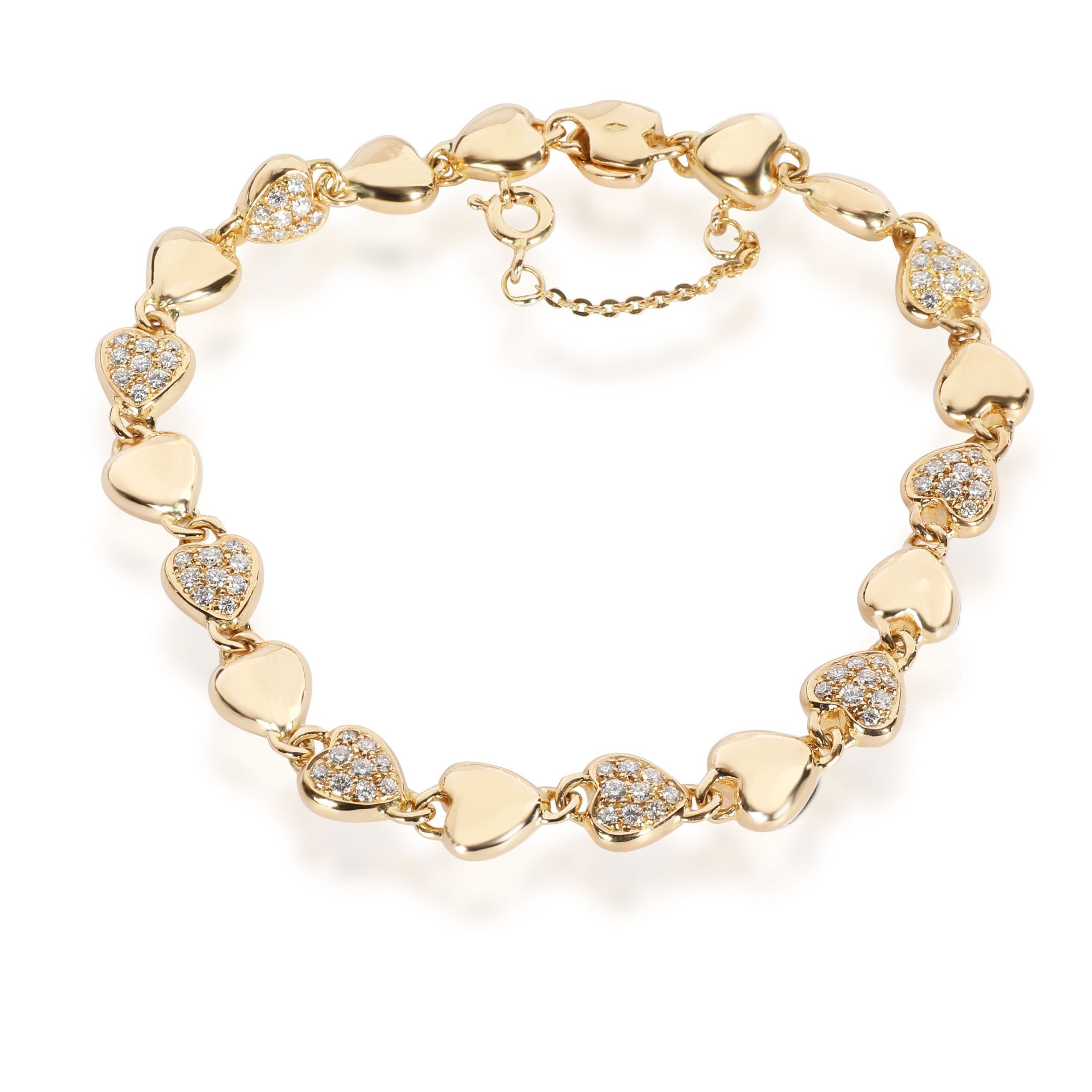 image of Cartier Vintage Linked Hearts Diamond Bracelet In 18K Yellow Gold 1.00 Ctw, Women's
