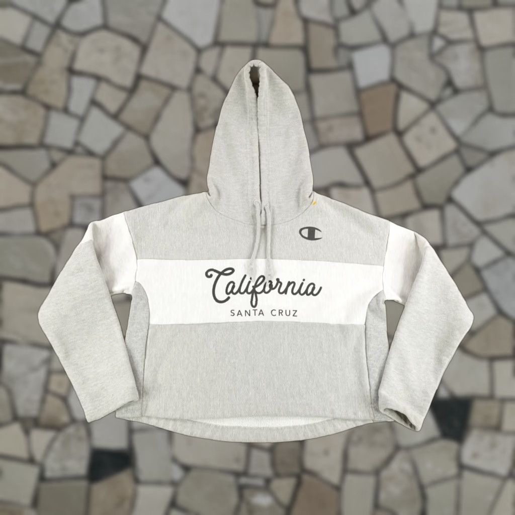 Champion Champion Hoodie Womens XS Gray White Cropped Reverse Weave Santa Cruz California Size XS / US 0-2 / IT 36-38 - 1 Thumbnail