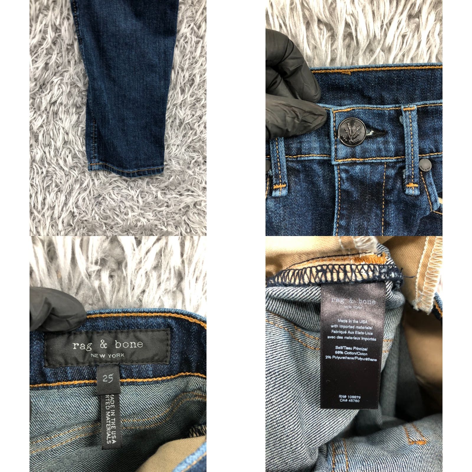 Rag & Bone rag & bone Jeans Skinny Womens Dark Wash Blue 25 Regular Inseam 29 in Cotton Denim Size 42" / US 20 - 8 Thumbnail