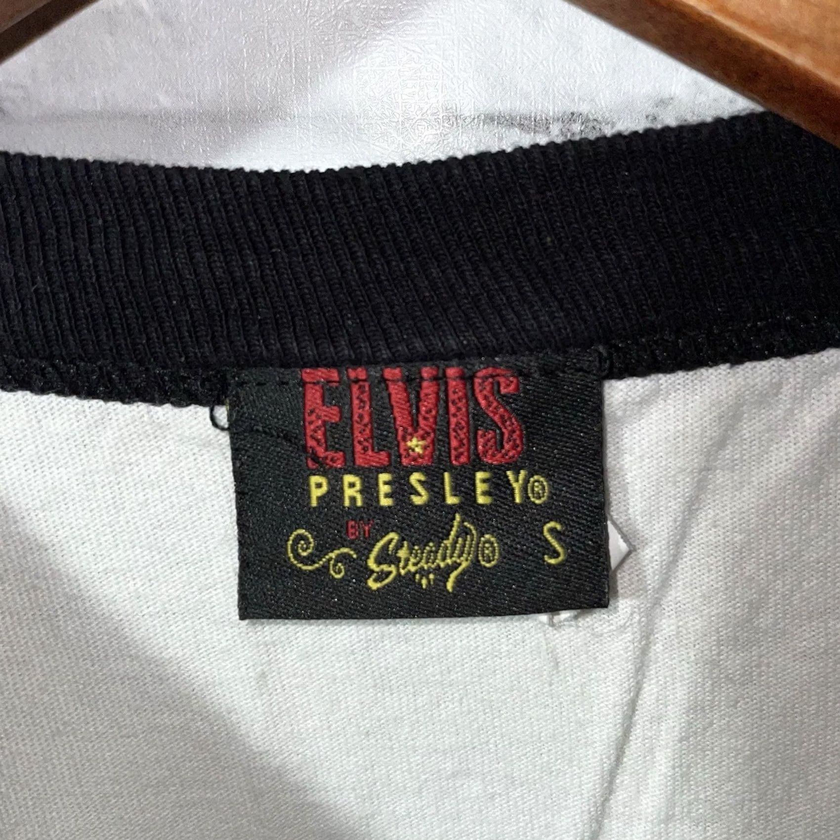 Vintage Steady Tee Mens S White VTG Elvis Presley Mid Sleeve Cotton Graphic Size Size US S / EU 44-46 / 1 - 4 Thumbnail