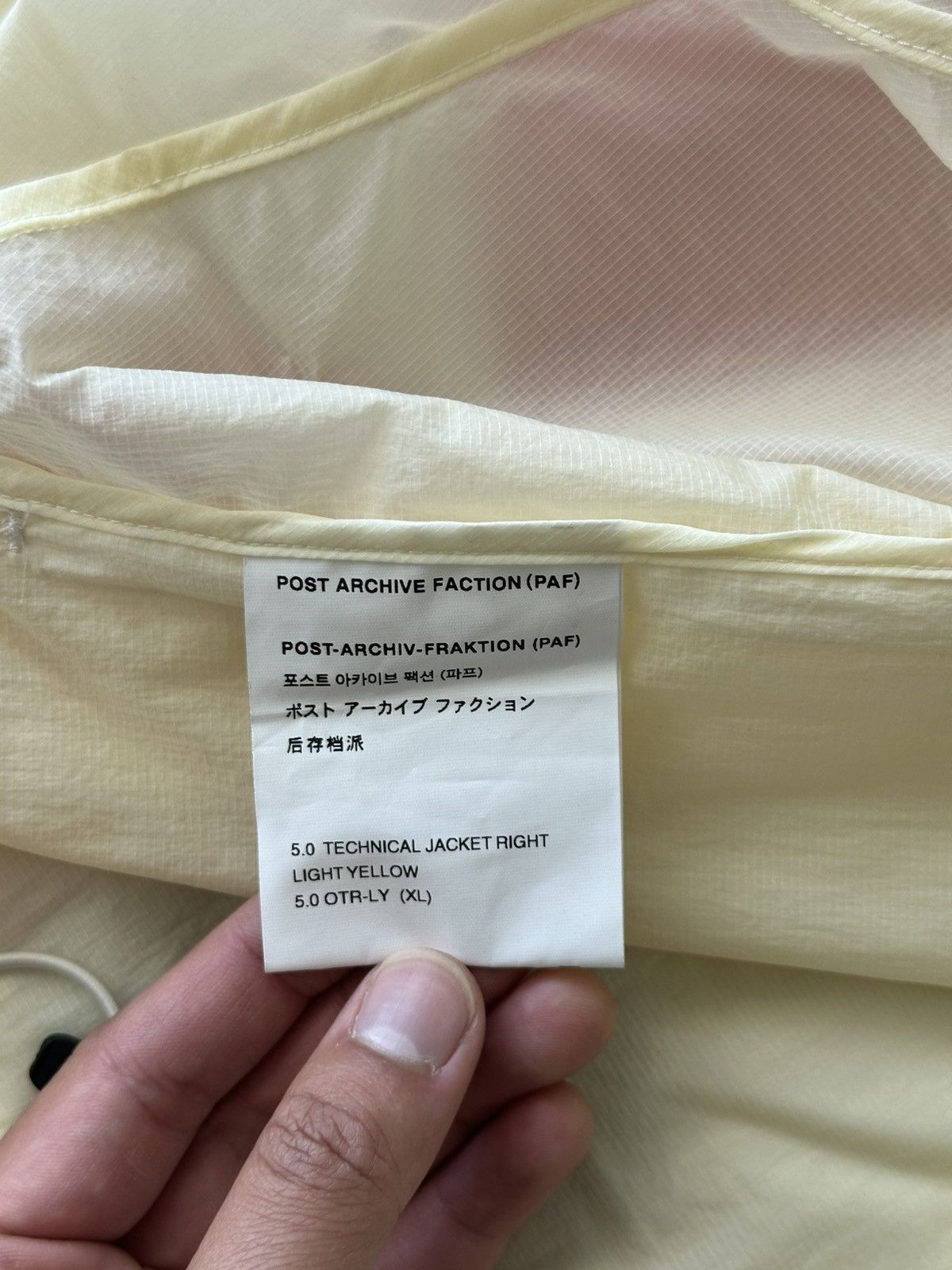 POST ARCHIVE FACTION (PAF) Post Archive Faction Technical Jacket in Light Yellow Size US XL / EU 56 / 4 - 17 Thumbnail
