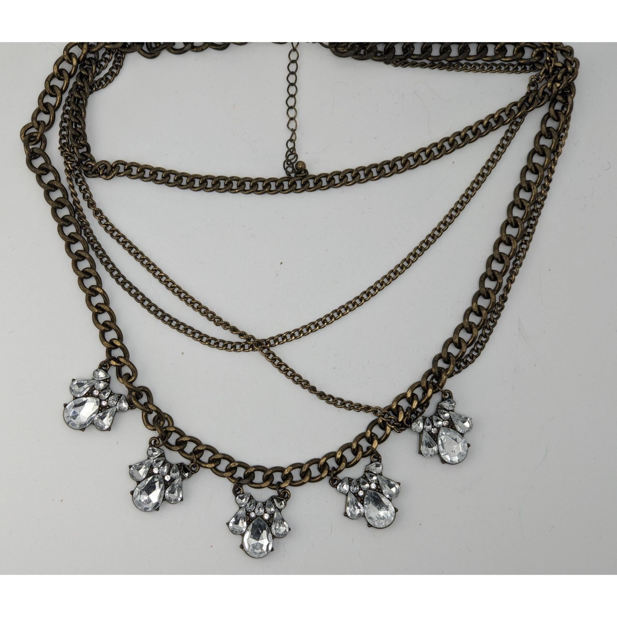 Other Vintage 90s Floral Glam Multi-Layered Necklace With Crystal Size ONE SIZE - 5 Thumbnail