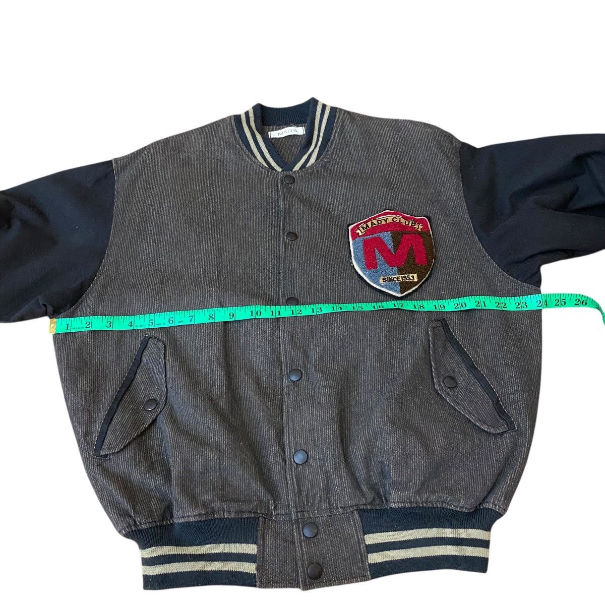 Japanese Brand Vintage Mady Club Varsity Jacket L Size Grey/Black Colour Size US L / EU 52-54 / 3 - 15 Thumbnail