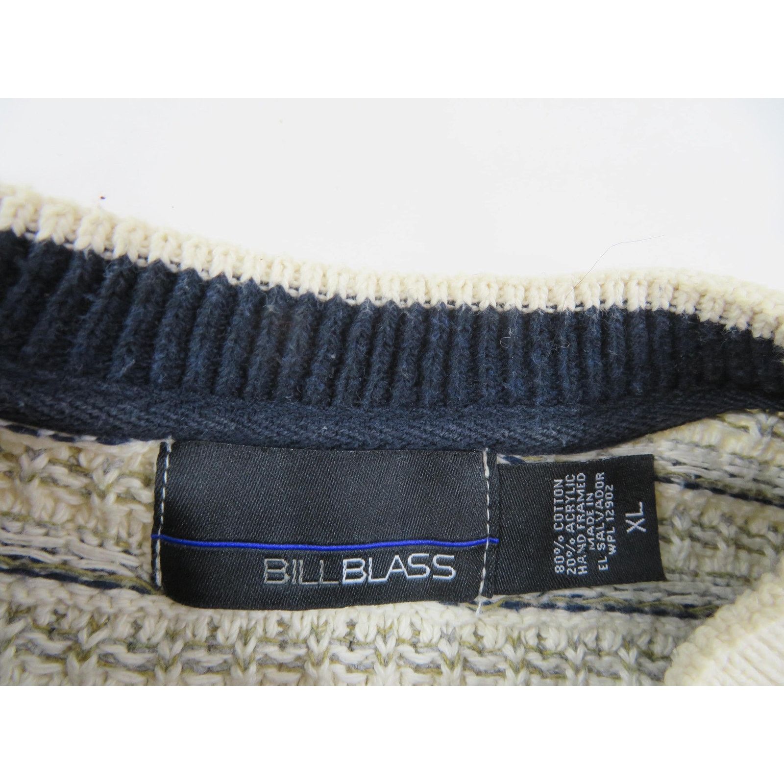 Bill Blass Bill Blass Sweater Textured Pullover Beige Blue L-XL? 1990s Size US L / EU 52-54 / 3 - 3 Thumbnail
