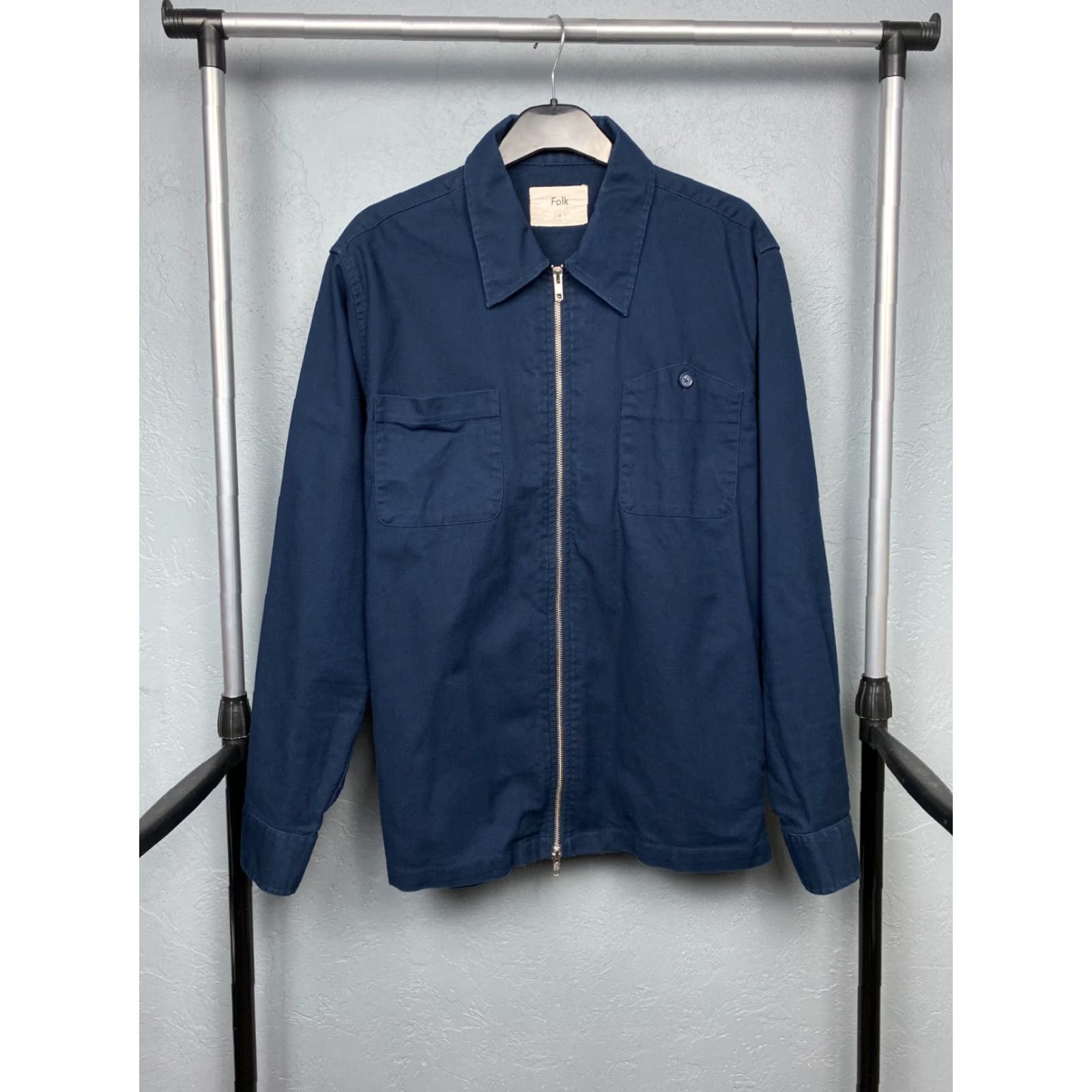 Folk Folk Jacket Mens Overshirt Size L Blue Zip Solid Vintage: No Windbreaker Regular Casual Size US L / EU 52-54 / 3 - 3 Thumbnail